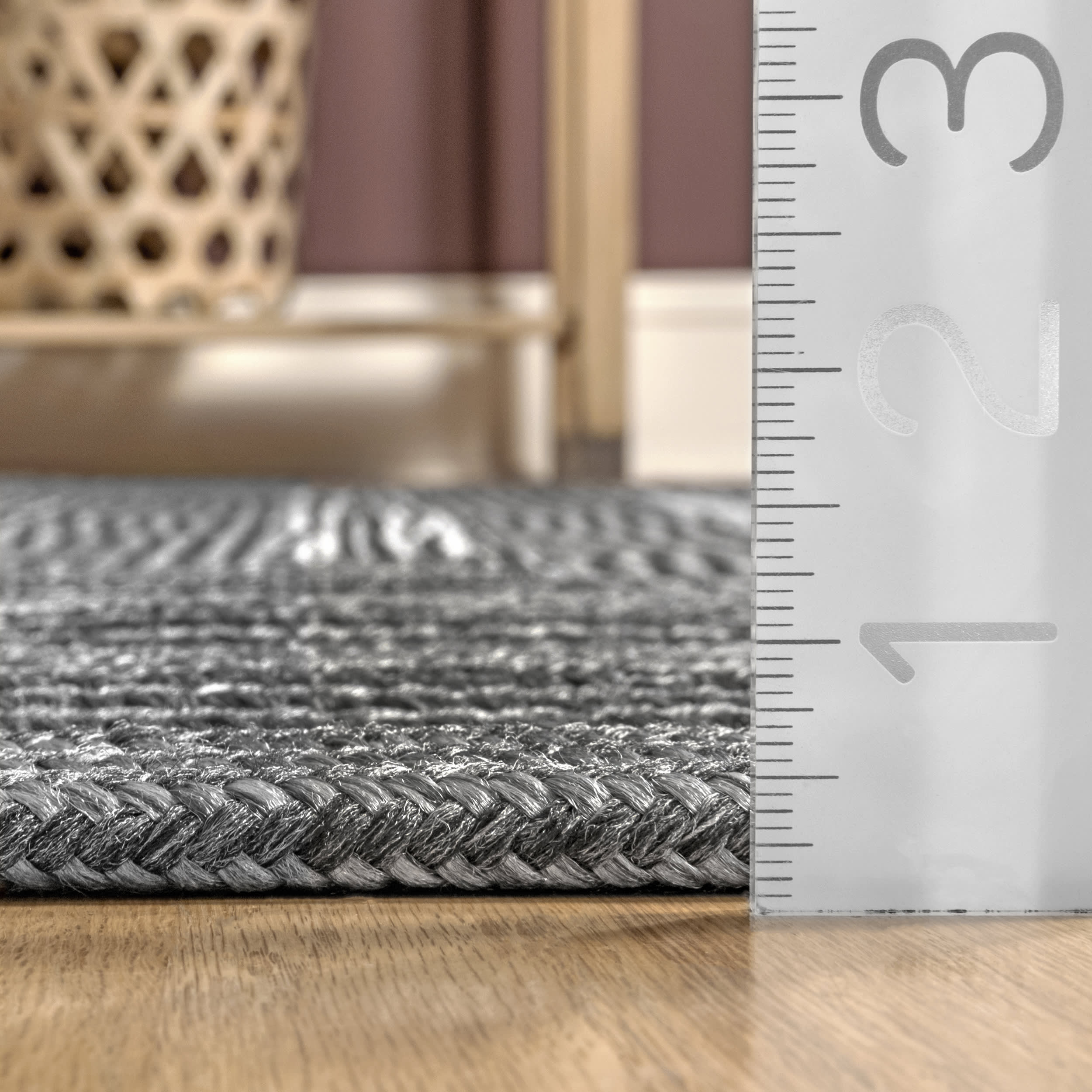 Braided Texture Indoor/Outdoor Rug | Charcoal - Image 5