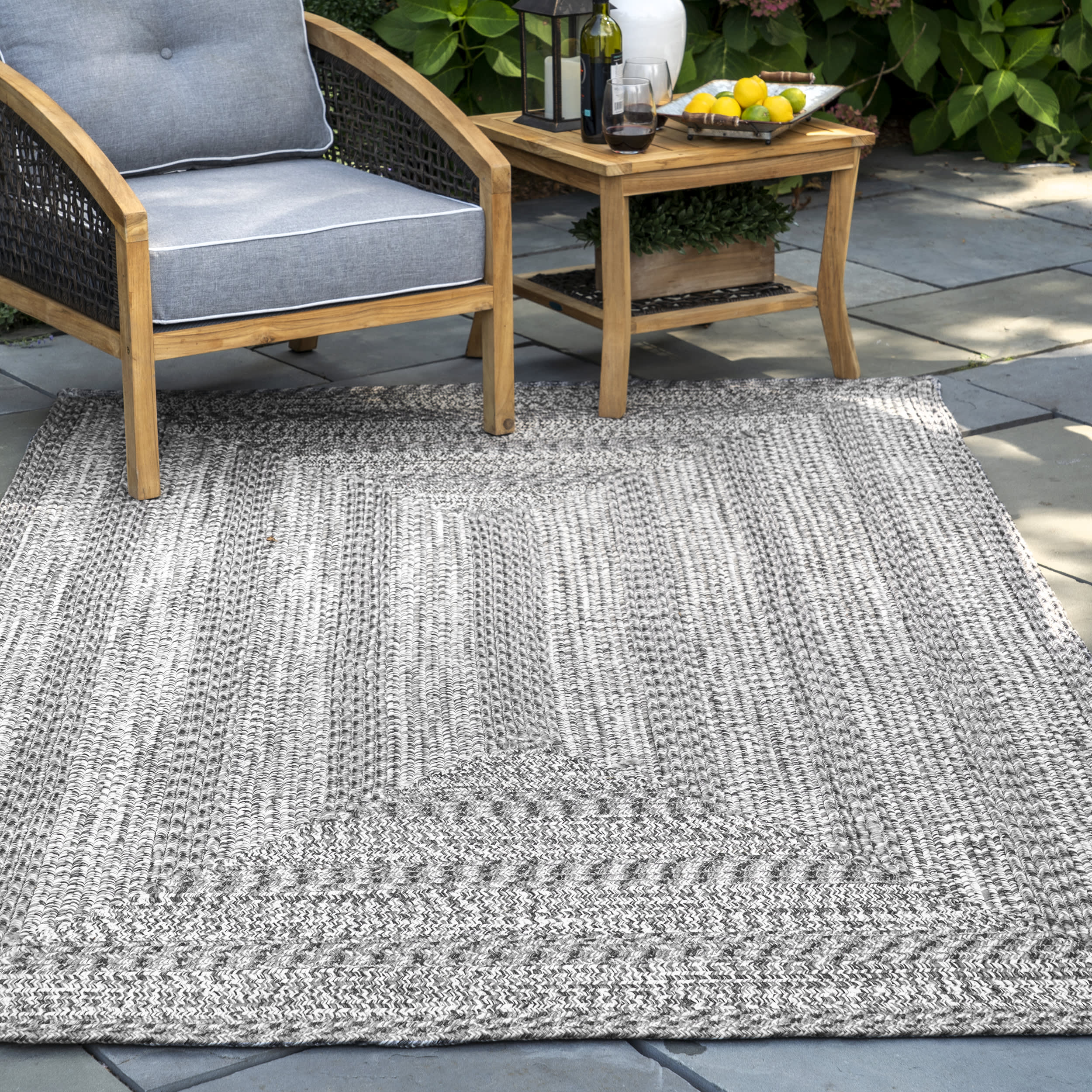 Braided Texture Indoor/Outdoor Rug | Grey - Image 2