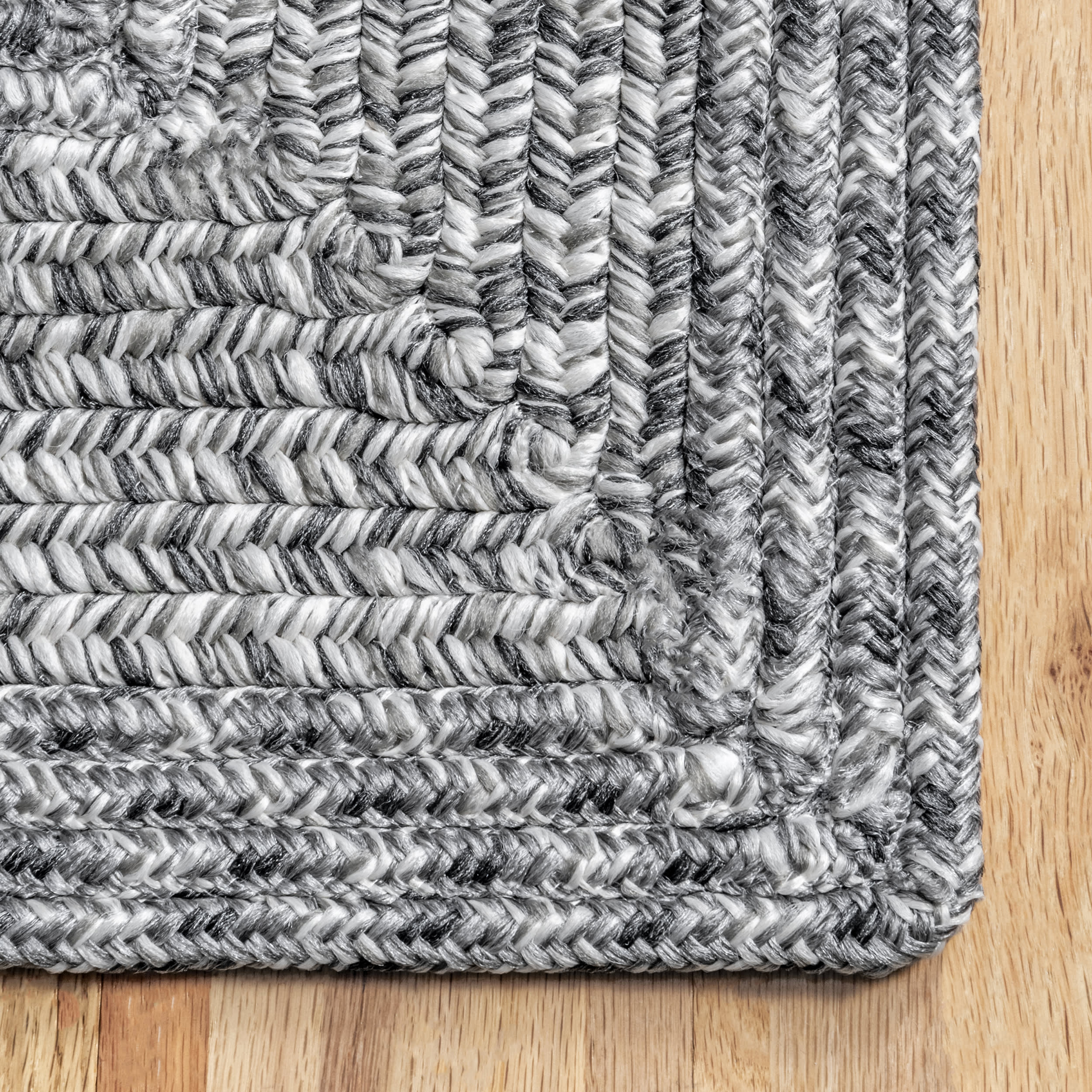 Braided Texture Indoor/Outdoor Rug | Grey - Image 3
