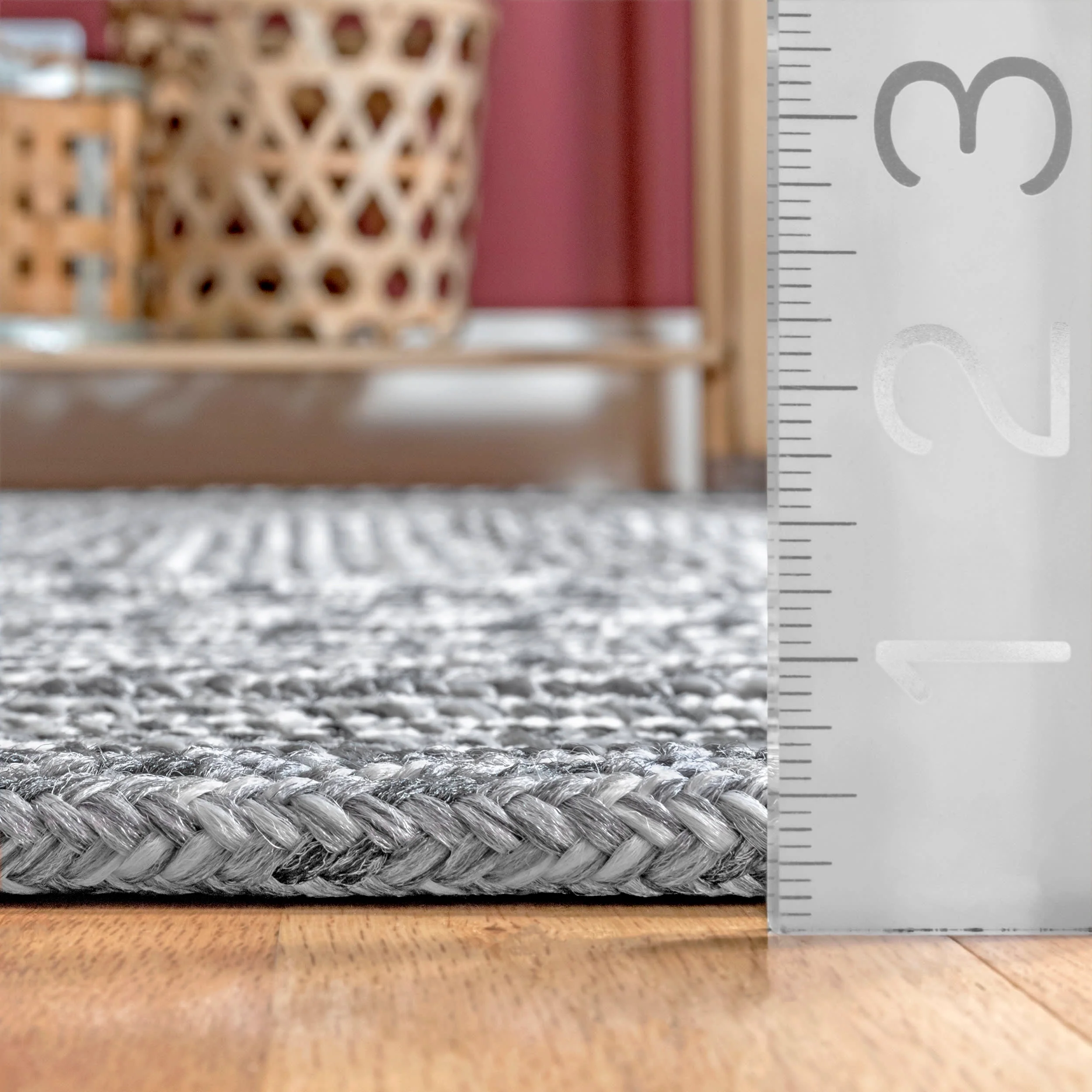 Braided Texture Indoor/Outdoor Rug | Grey - Image 5
