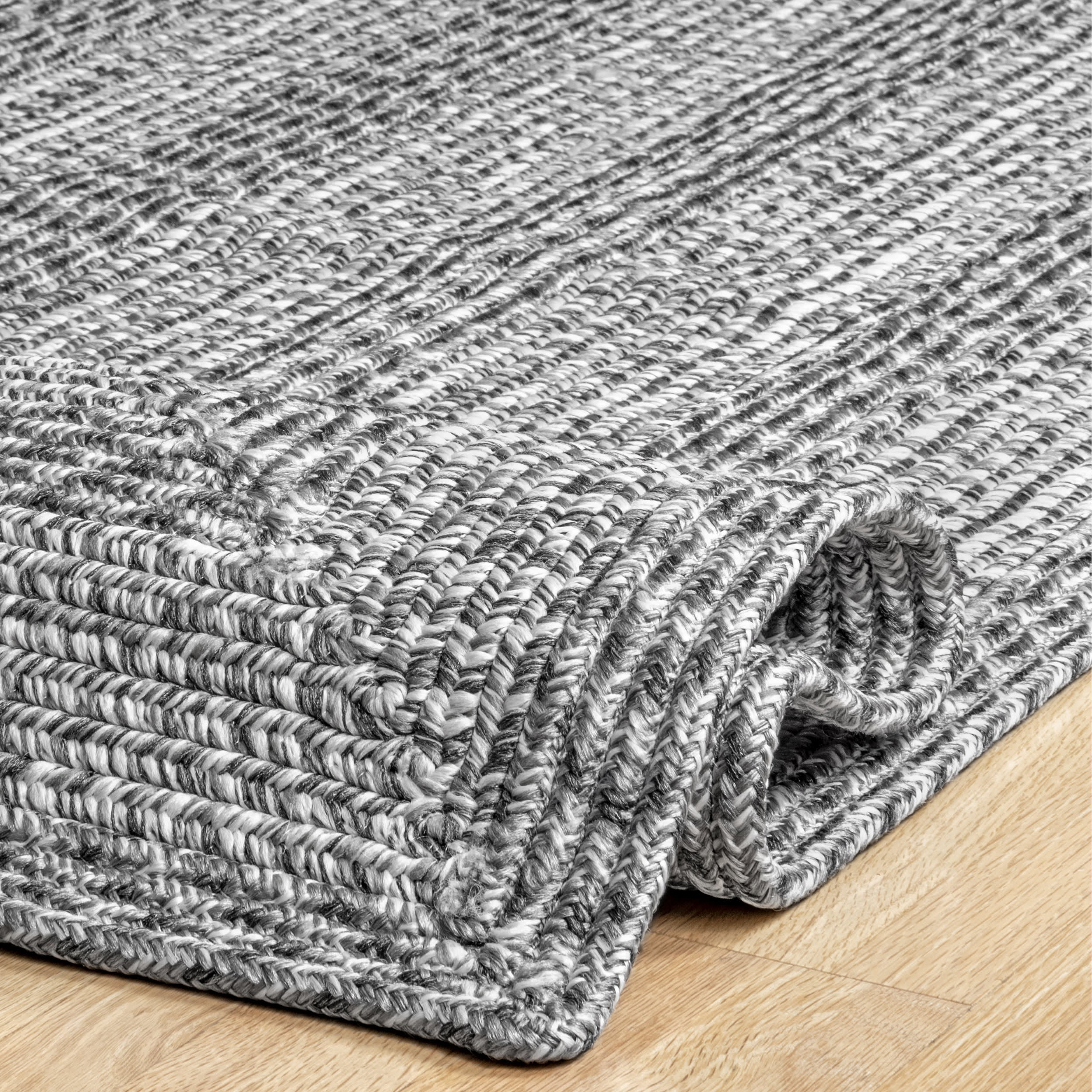 Braided Texture Indoor/Outdoor Rug | Grey - Image 6