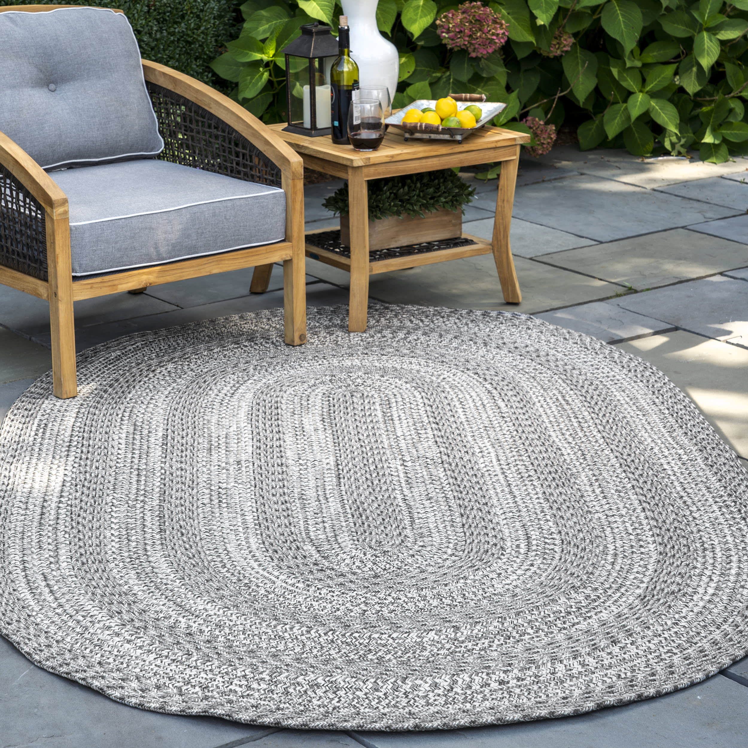 Braided Texture Indoor/Outdoor Rug | Grey - Image 2