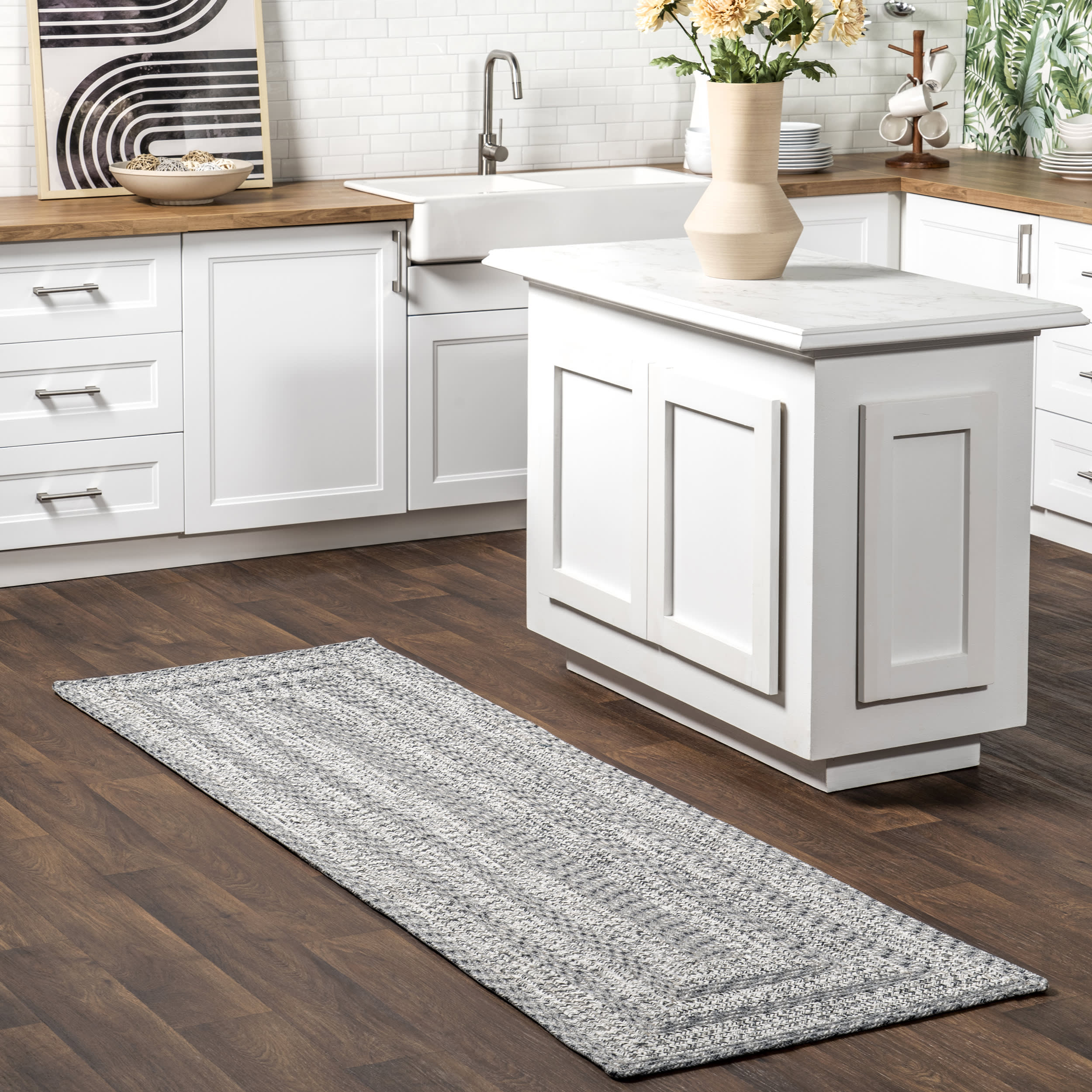 Braided Texture Indoor/Outdoor Rug | Grey - Image 2