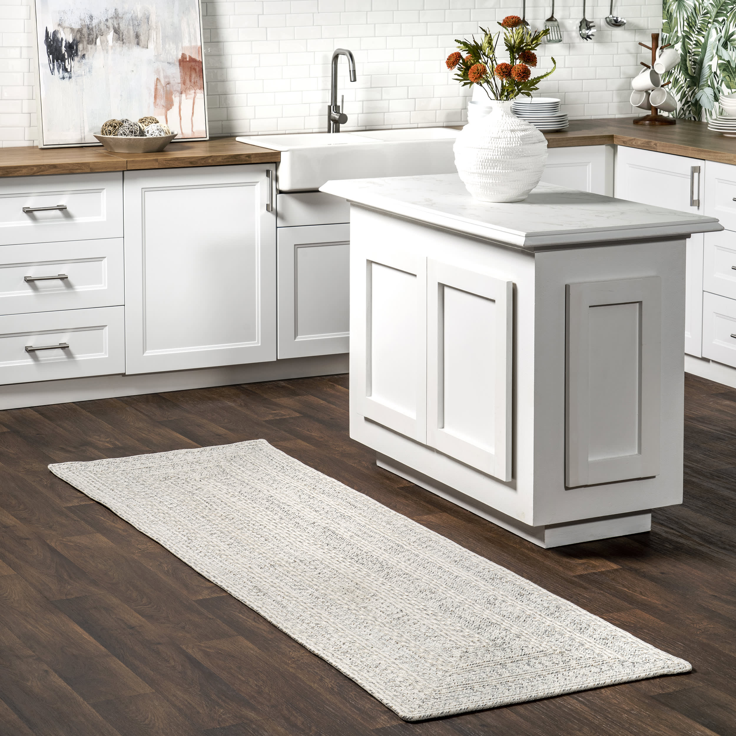 Braided Texture Indoor/Outdoor Rug | Ivory - Image 2
