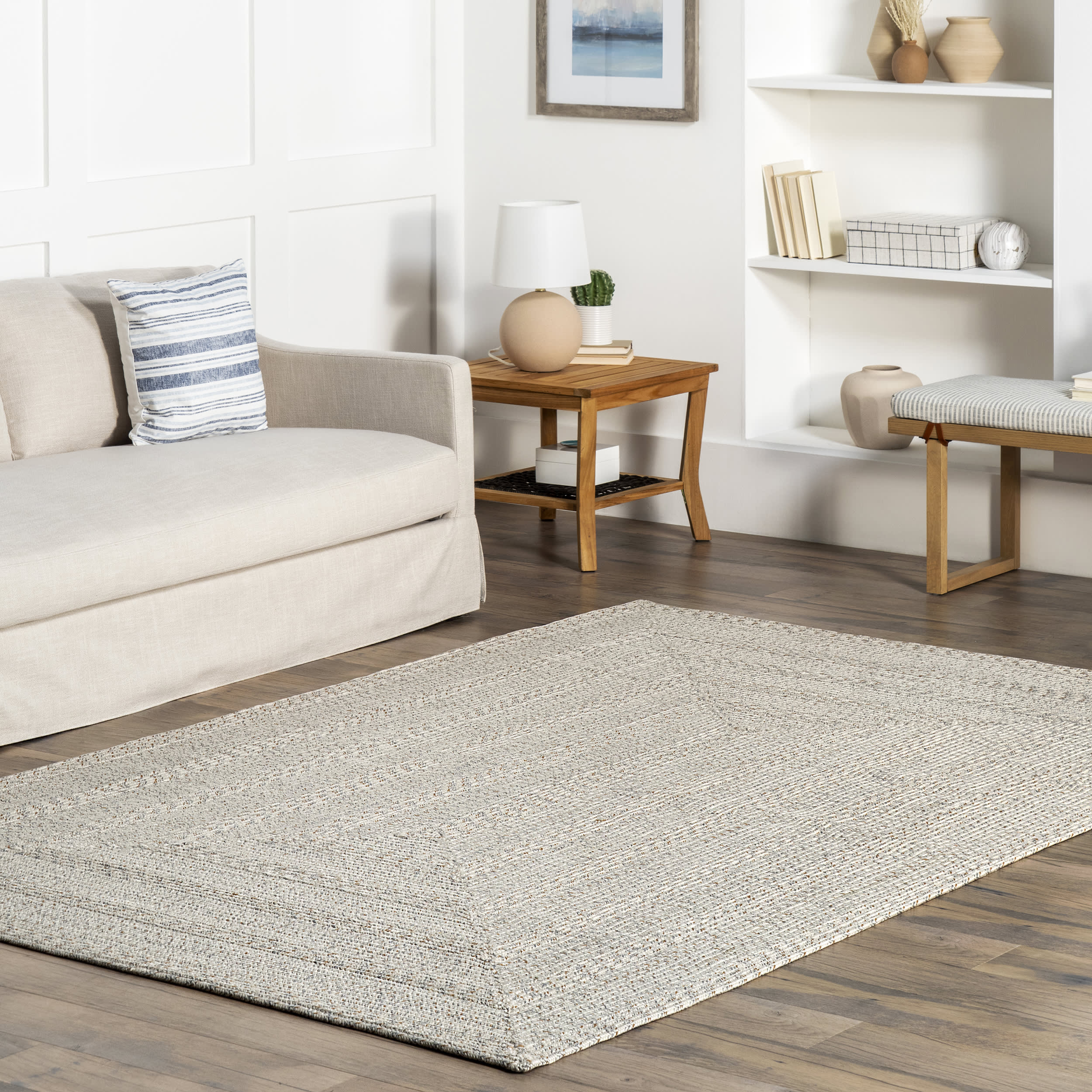 Braided Texture Indoor/Outdoor Rug | Ivory - Image 4