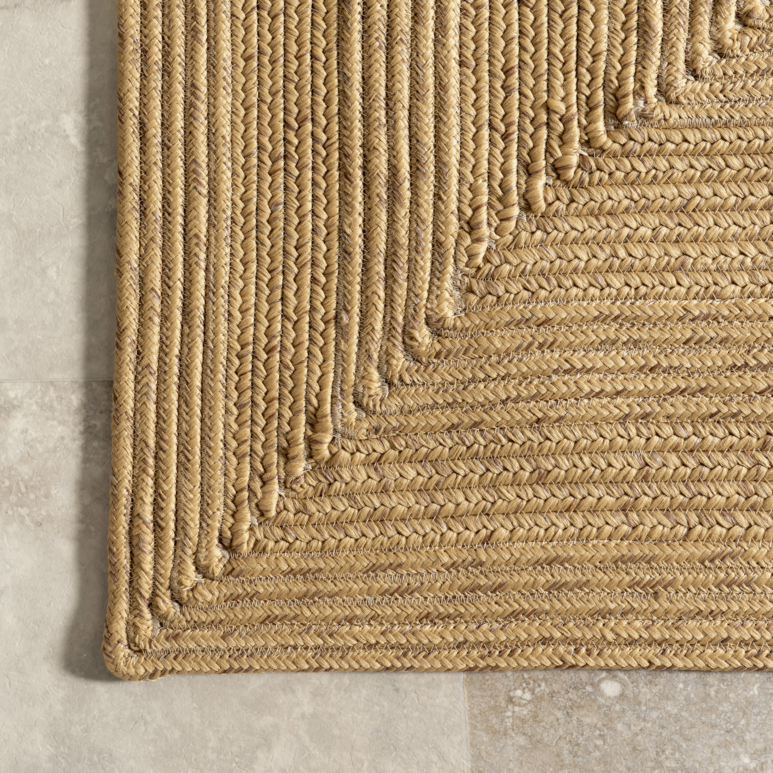 Braided Texture Indoor/Outdoor Rug | Tan - Image 3