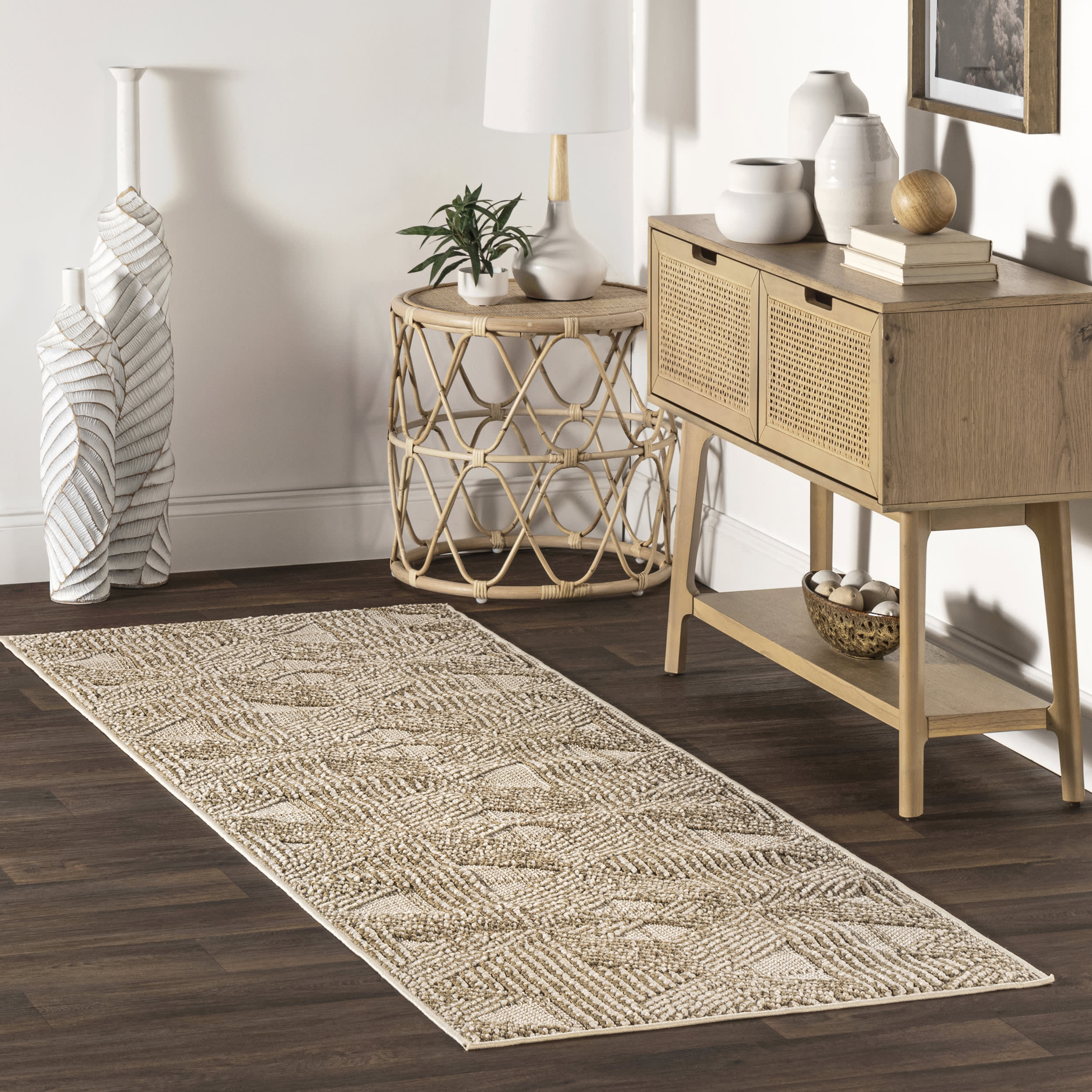 Brandy Diamond Striped Rug | Beige - Image 2