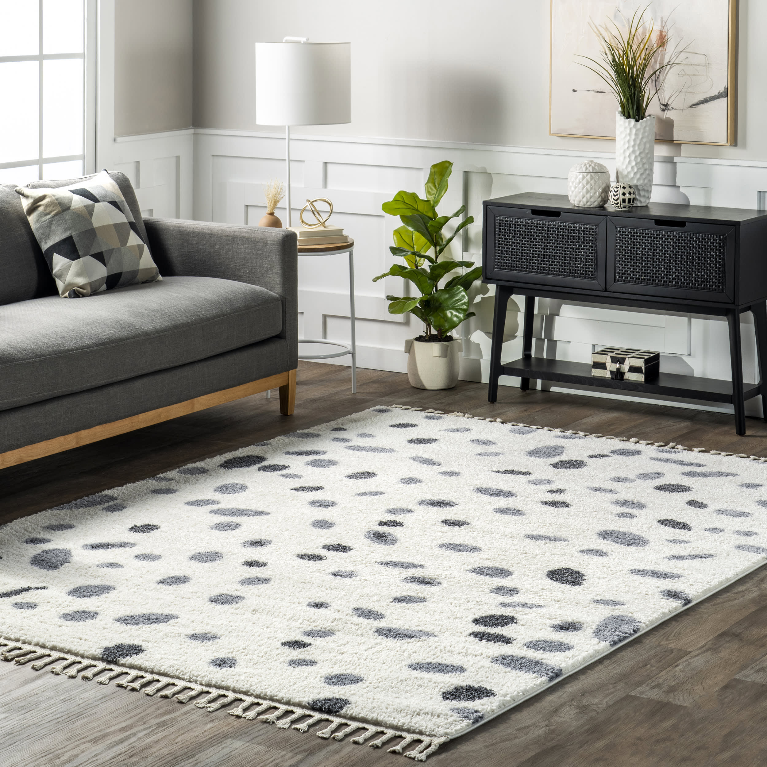 Brea Speckled Tasseled Rug | Beige - Image 2