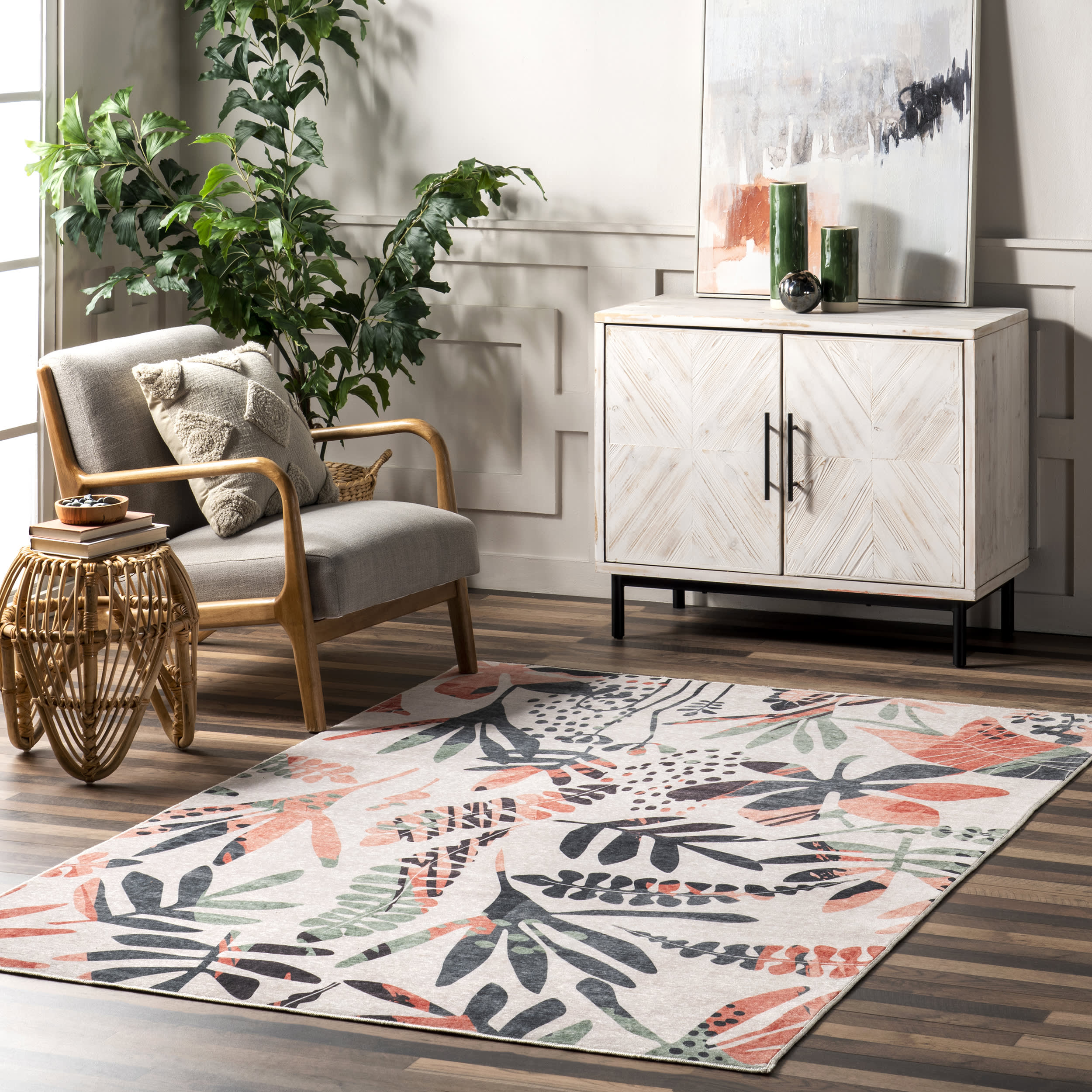 Breanna Leafy Washable Indoor/Outdoor Rug | Multicolor - Image 8