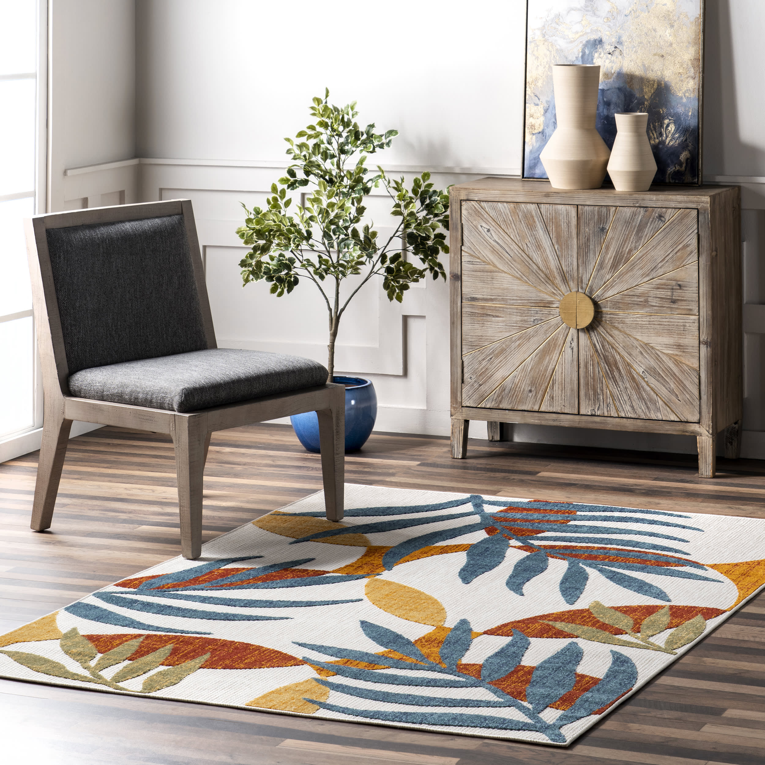 Bree Palm Leaf Indoor/Outdoor Rug | Multicolor - Image 4