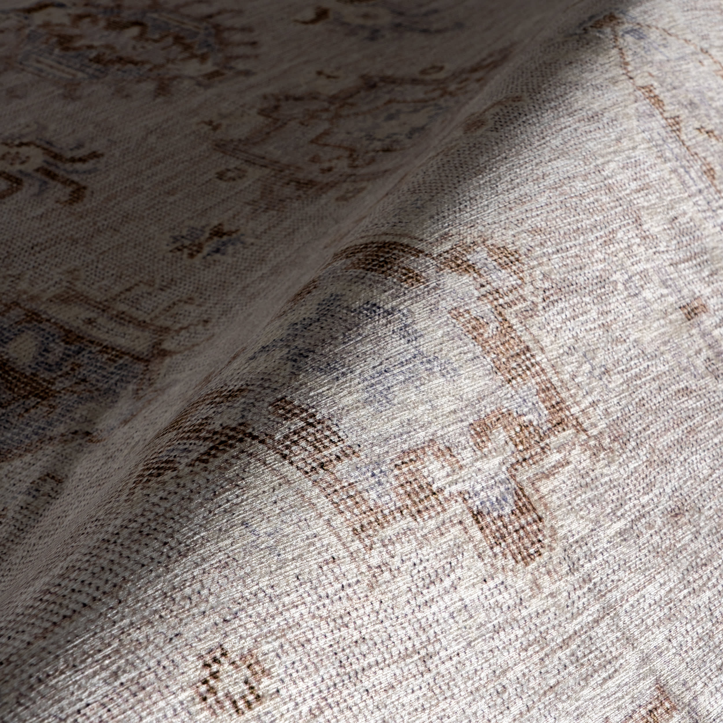 Brenda Hazy Heraldry Spill Proof Washable Rug | Beige - Image 3