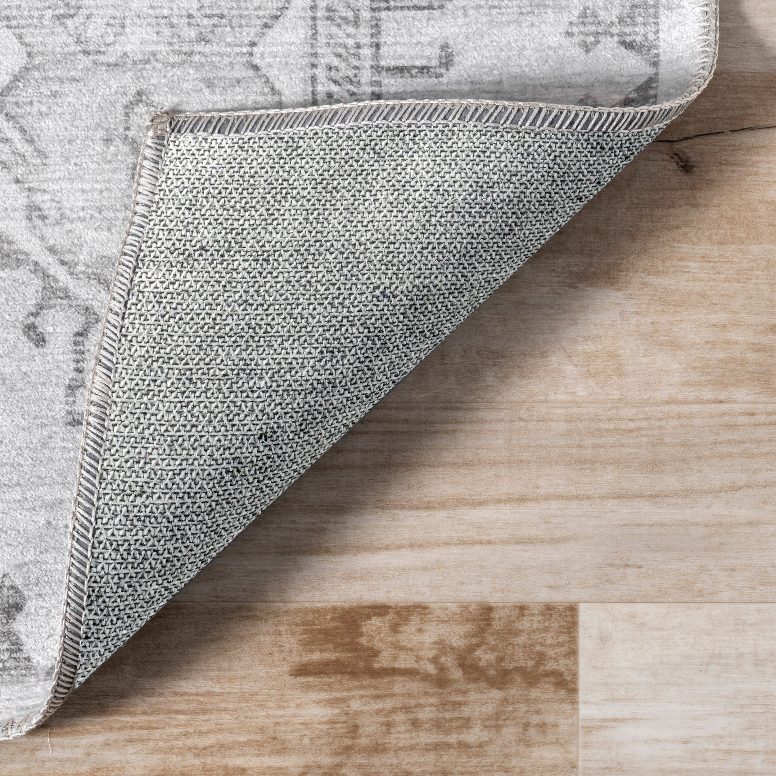 Brenda Hazy Heraldry Spill Proof Washable Rug | Light Grey - Image 5