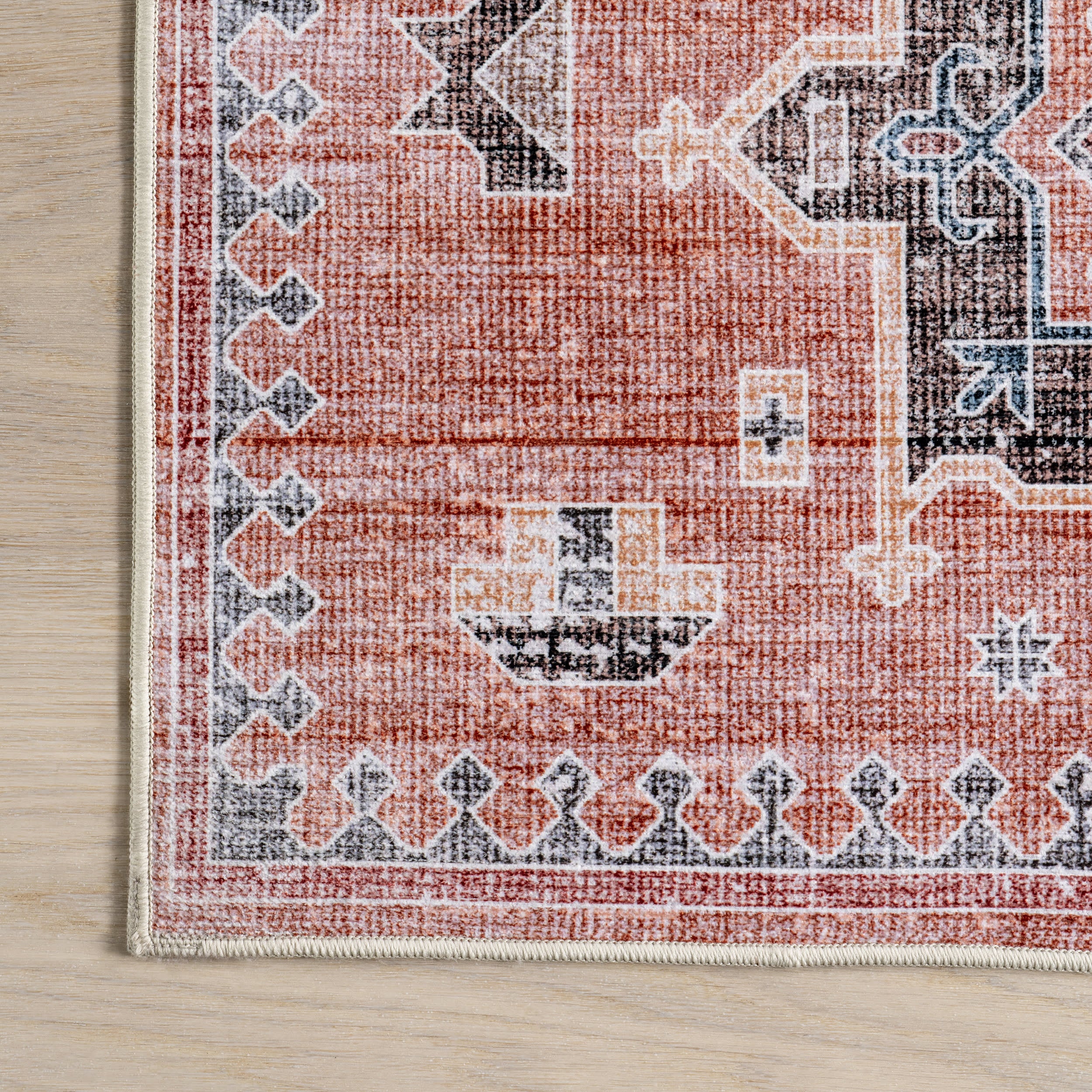 Brenda Hazy Heraldry Spill Proof Washable Rug | Pink - Image 4