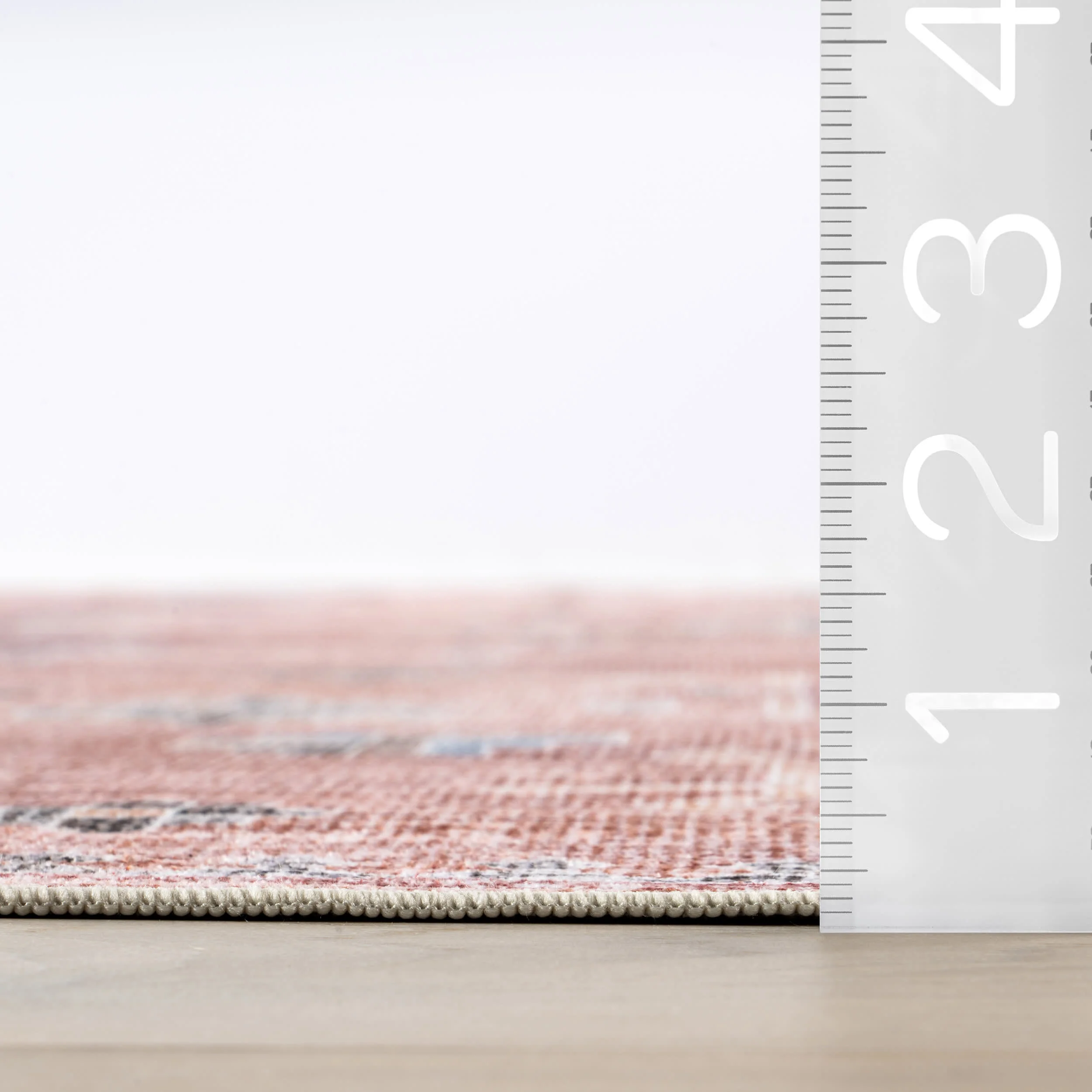 Brenda Hazy Heraldry Spill Proof Washable Rug | Pink - Image 6