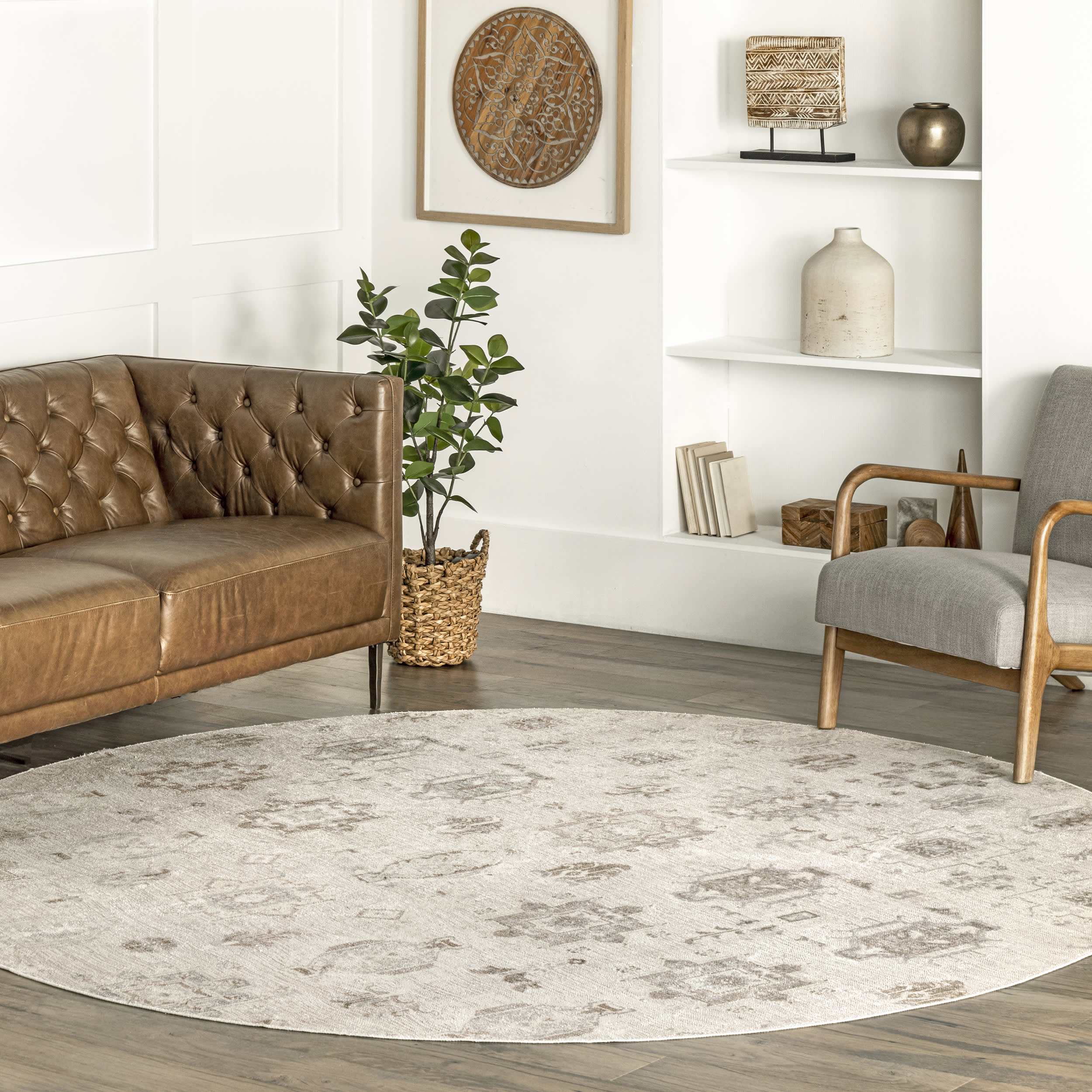 Brenda Hazy Heraldry Washable Rug | Beige - Image 2