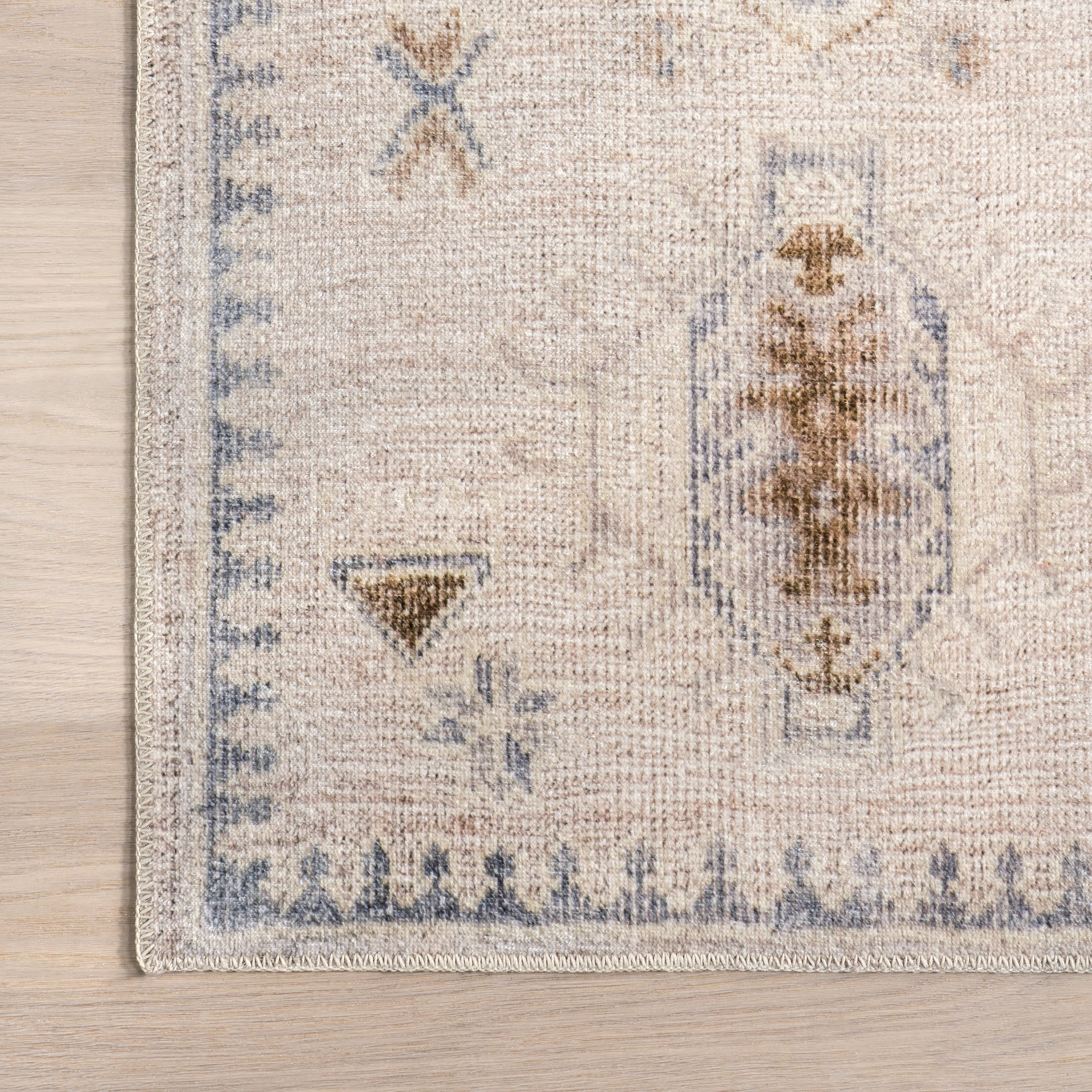 Brenda Hazy Heraldry Washable Rug | Beige - Image 3