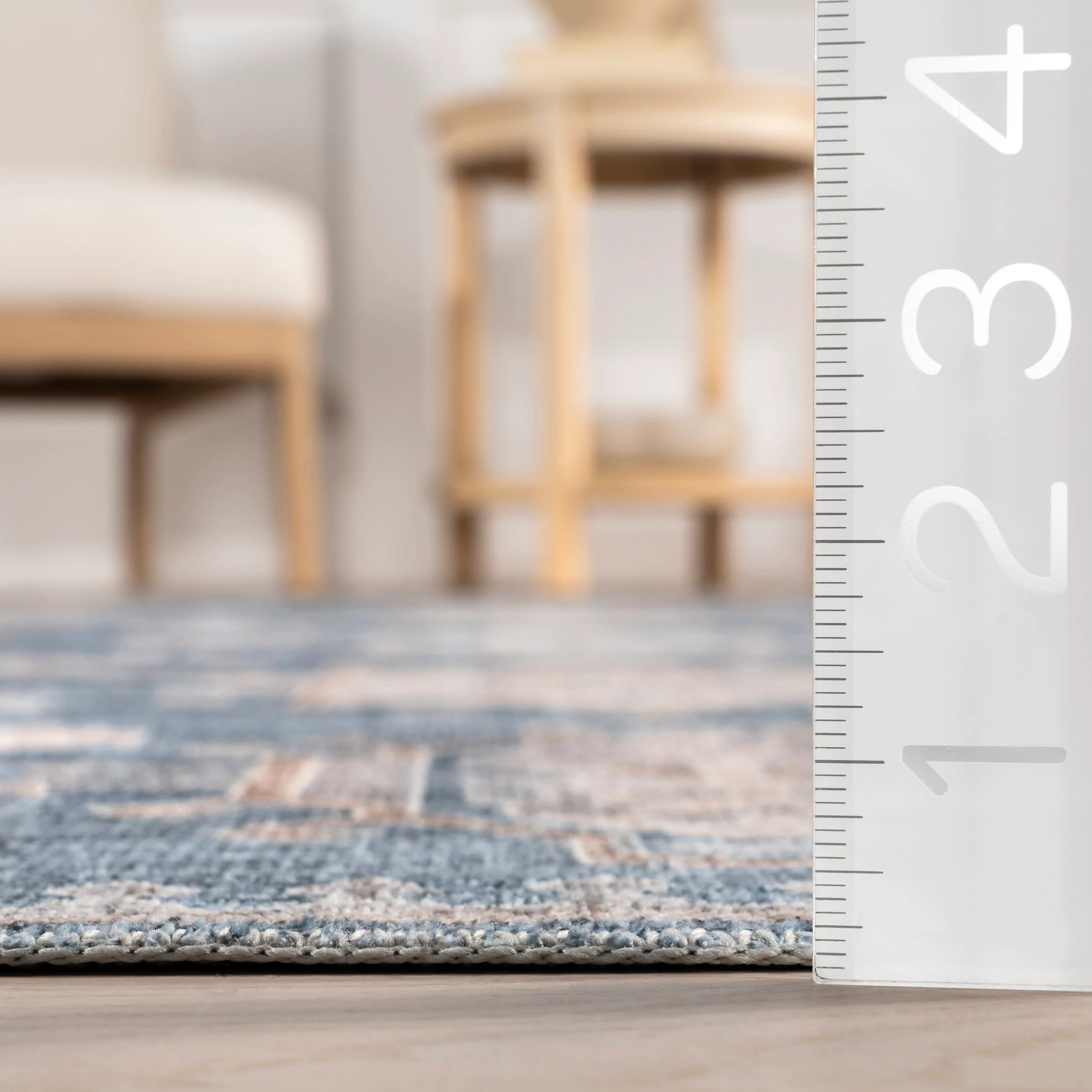 Brenda Hazy Heraldry Washable Rug | Blue - Image 5