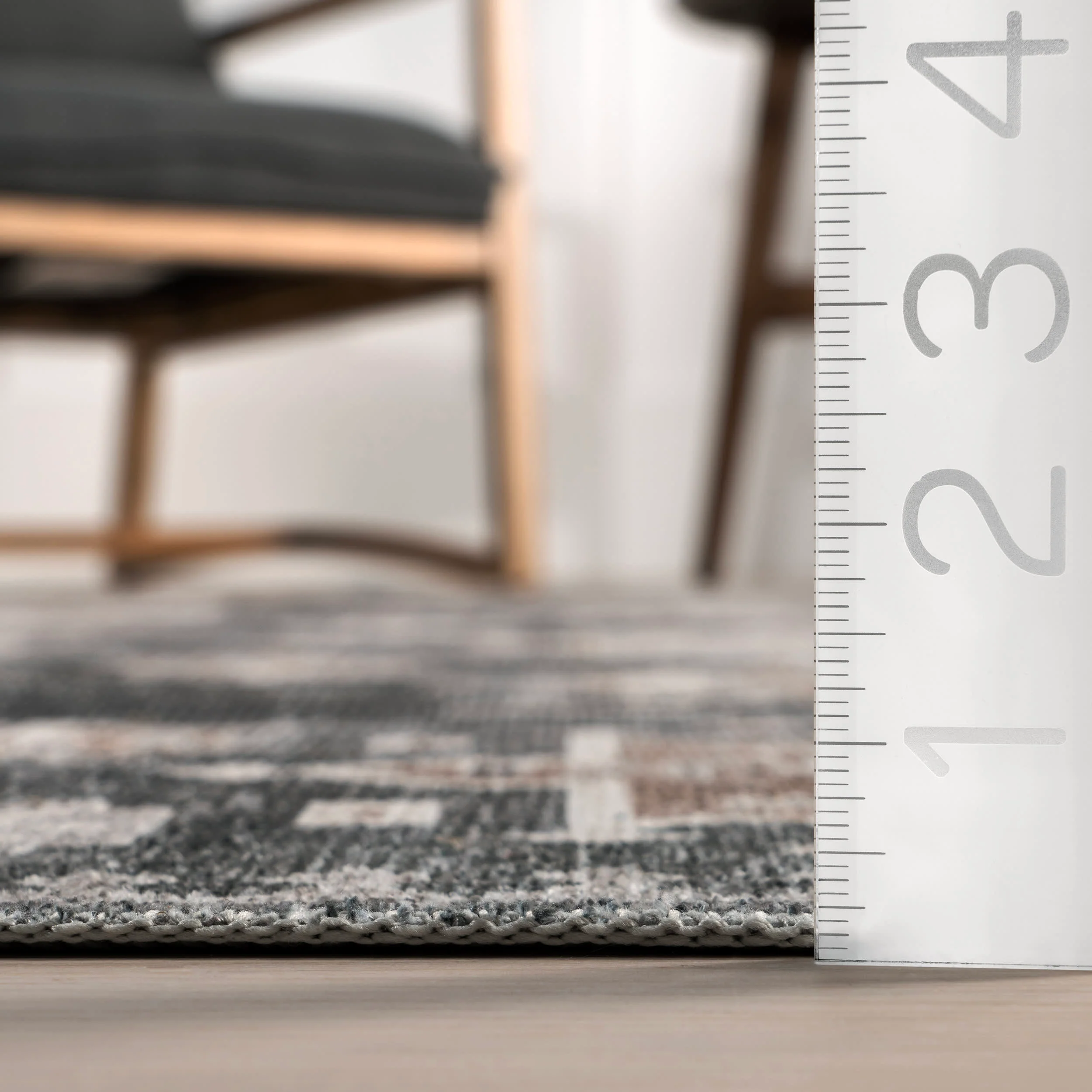 Brenda Hazy Heraldry Washable Rug | Dark Grey - Image 5