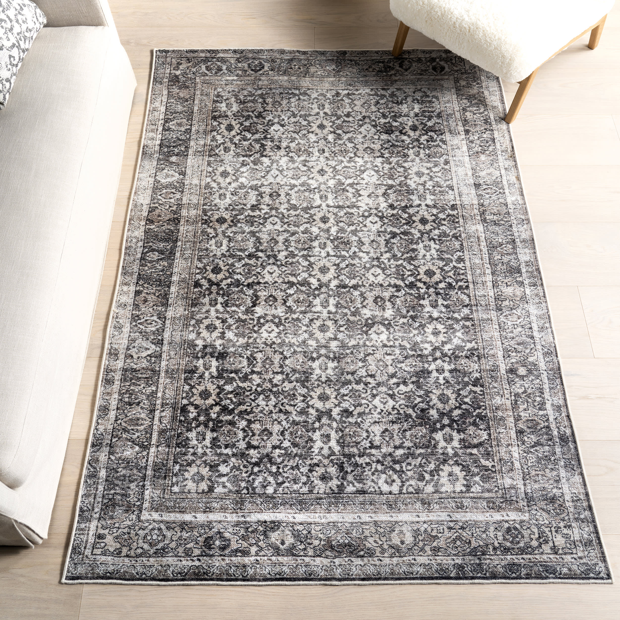 Briana Vintage Washable Rug | Brown - Image 2