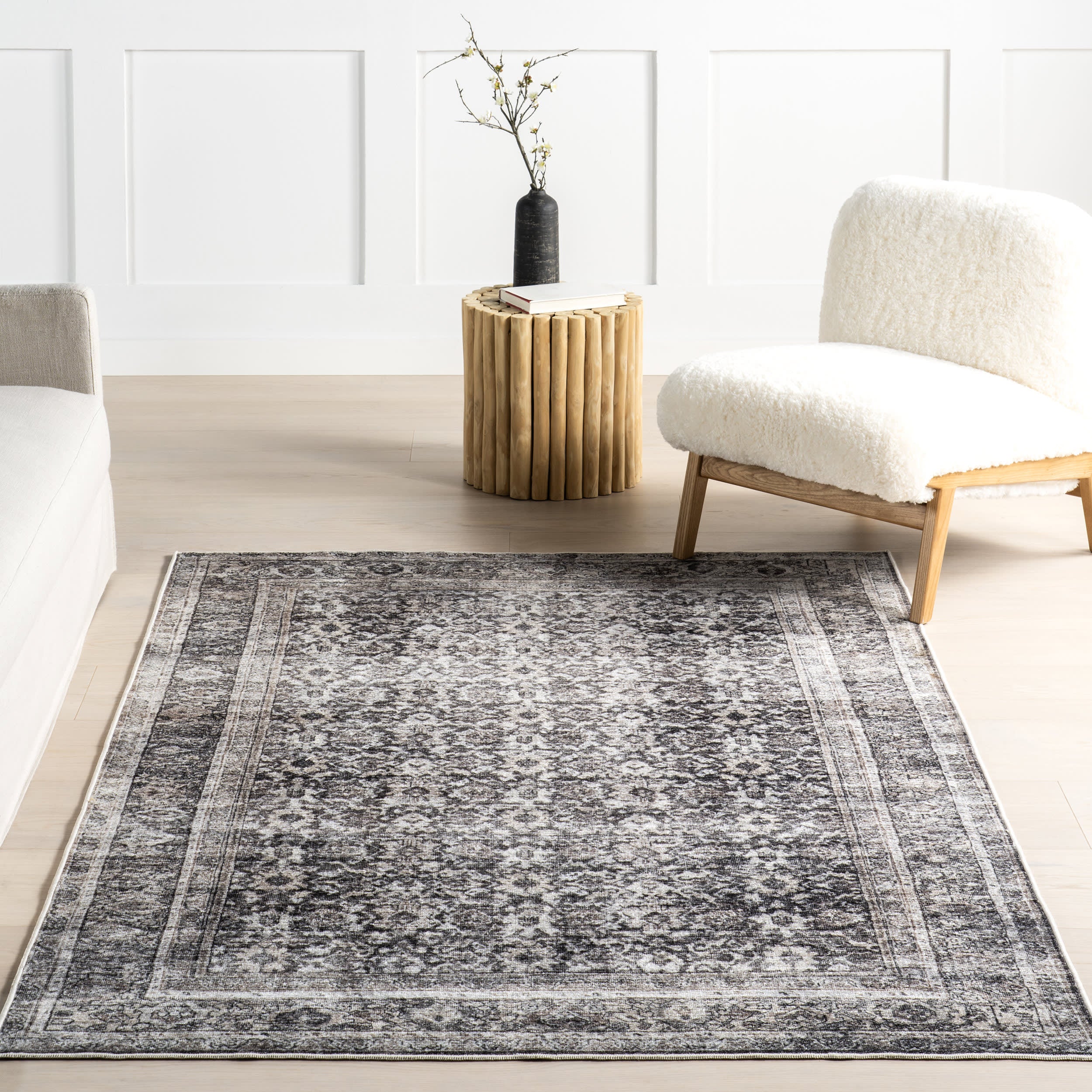 Briana Vintage Washable Rug | Brown - Image 5