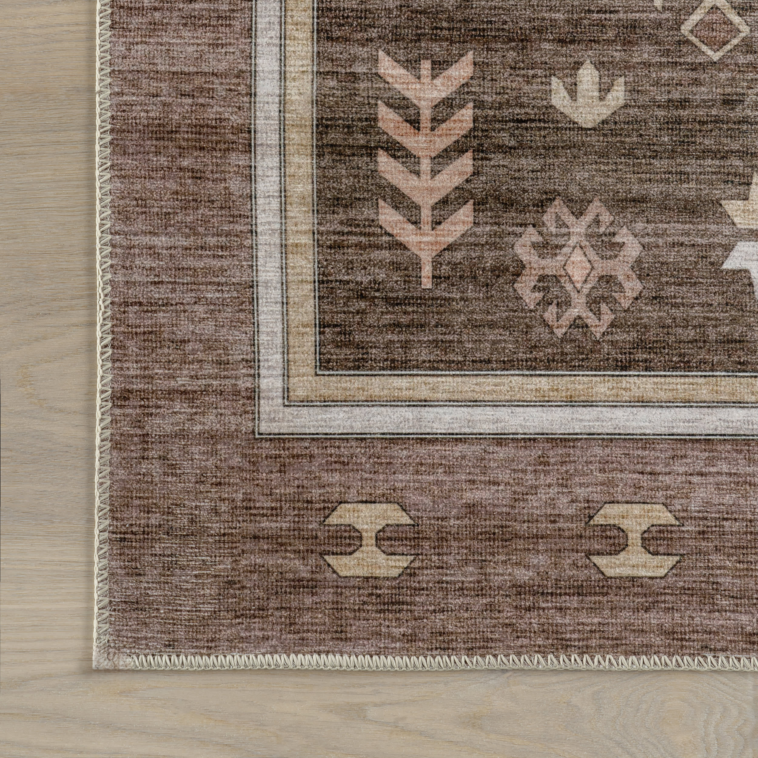 Briar Geometric Spill Proof Washable Rug | Dark Brown - Image 4