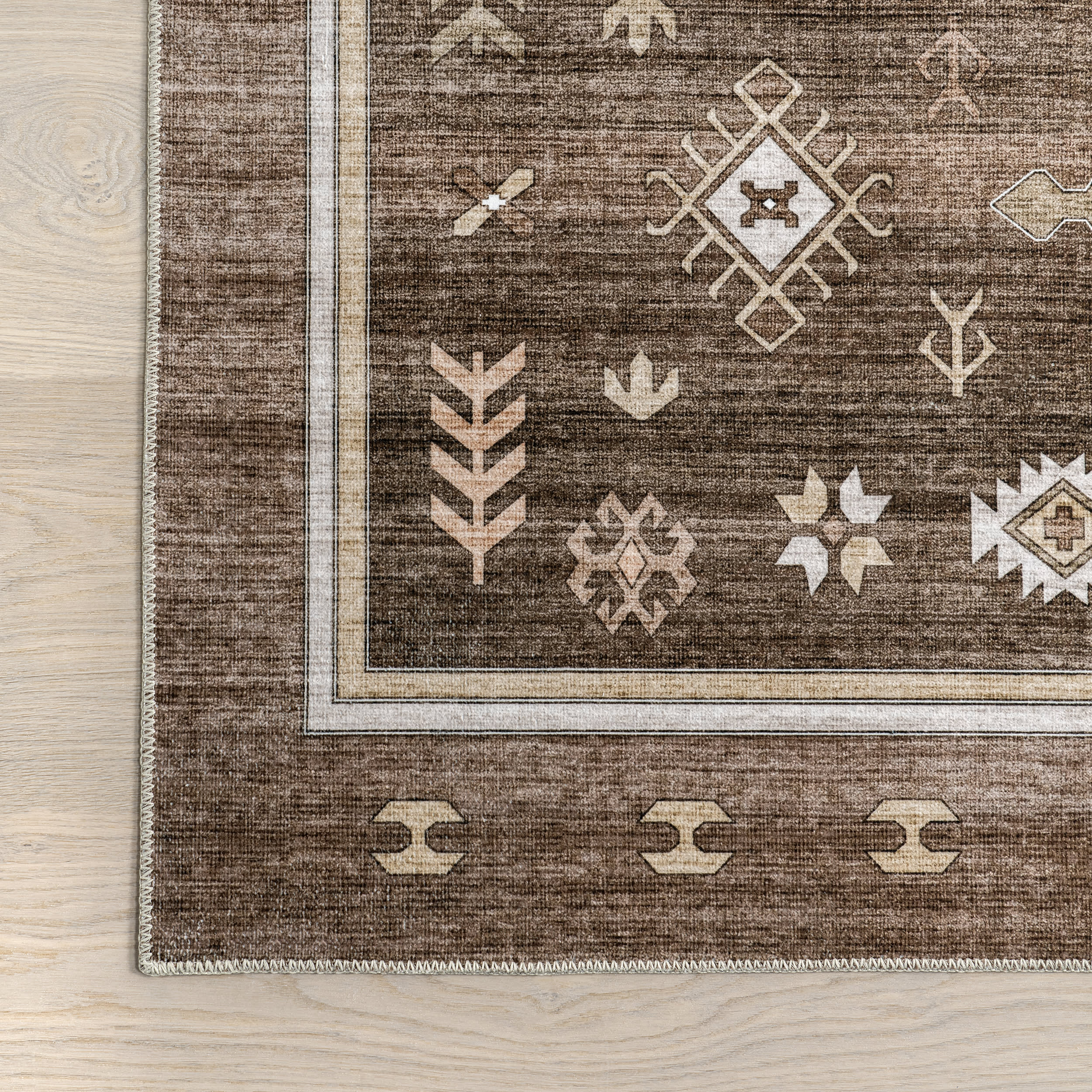 Briar Geometric Washable Rug | Dark Brown - Image 3