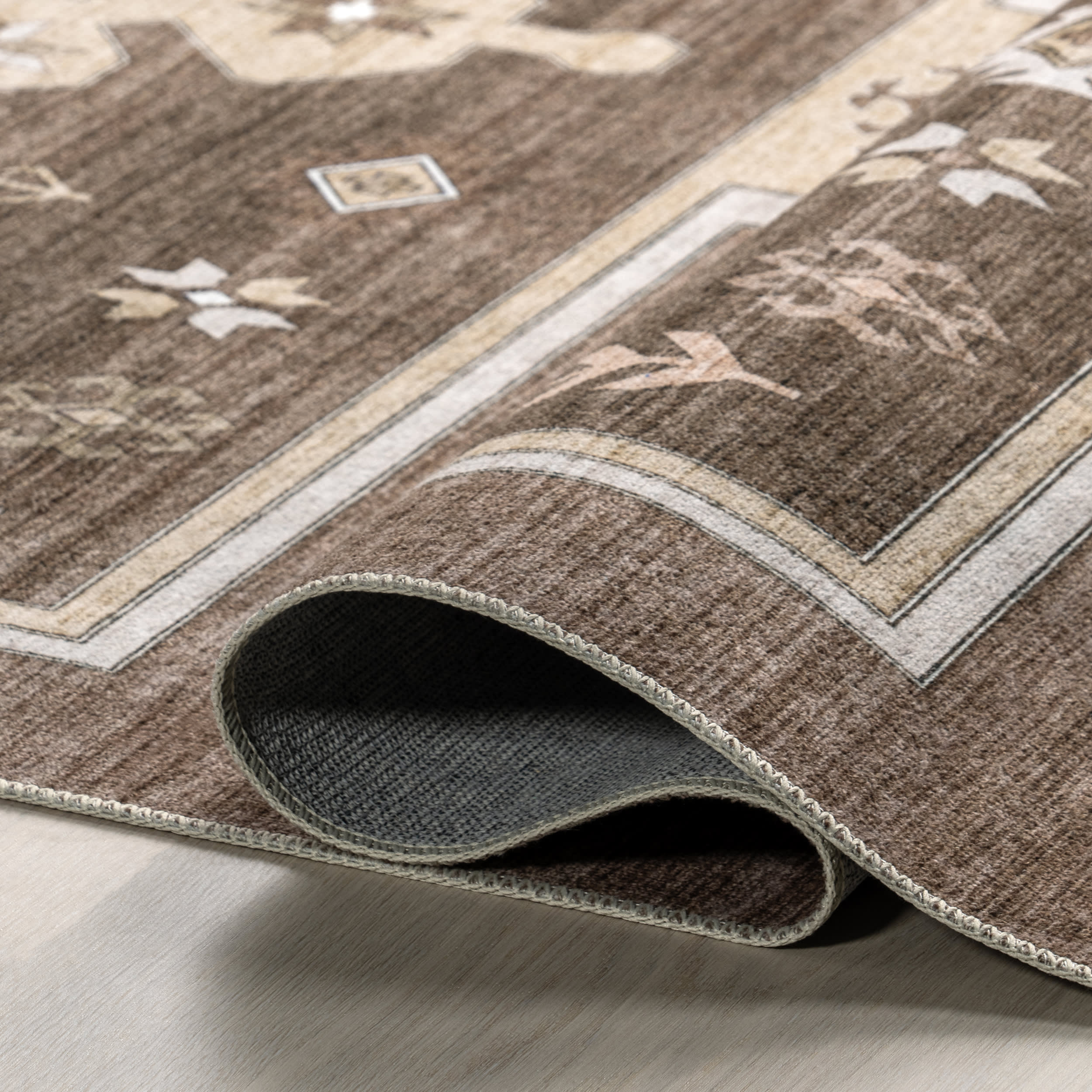 Briar Geometric Washable Rug | Dark Brown - Image 6