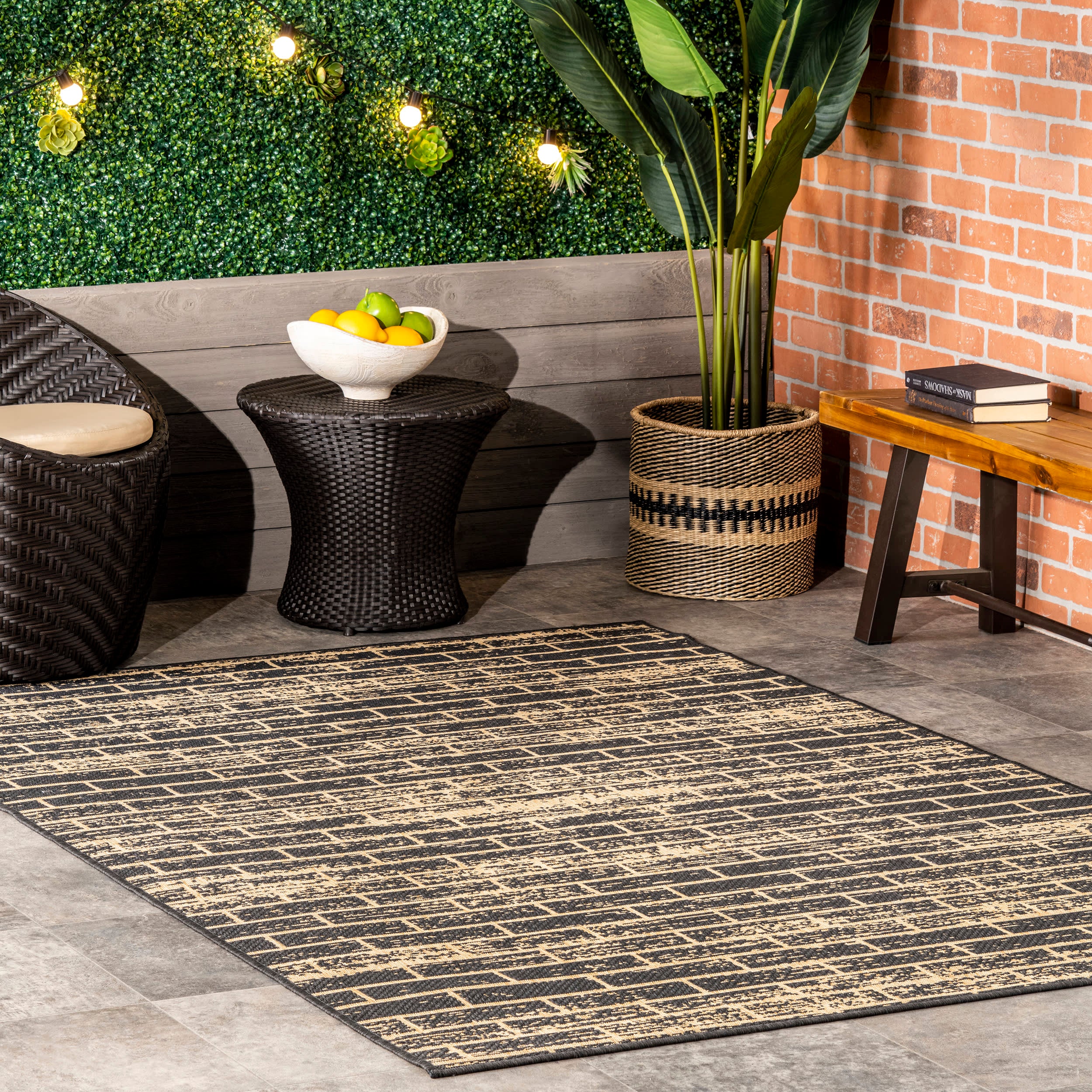 Brickwork Indoor/Outdoor Rug | Charcoal - Image 2