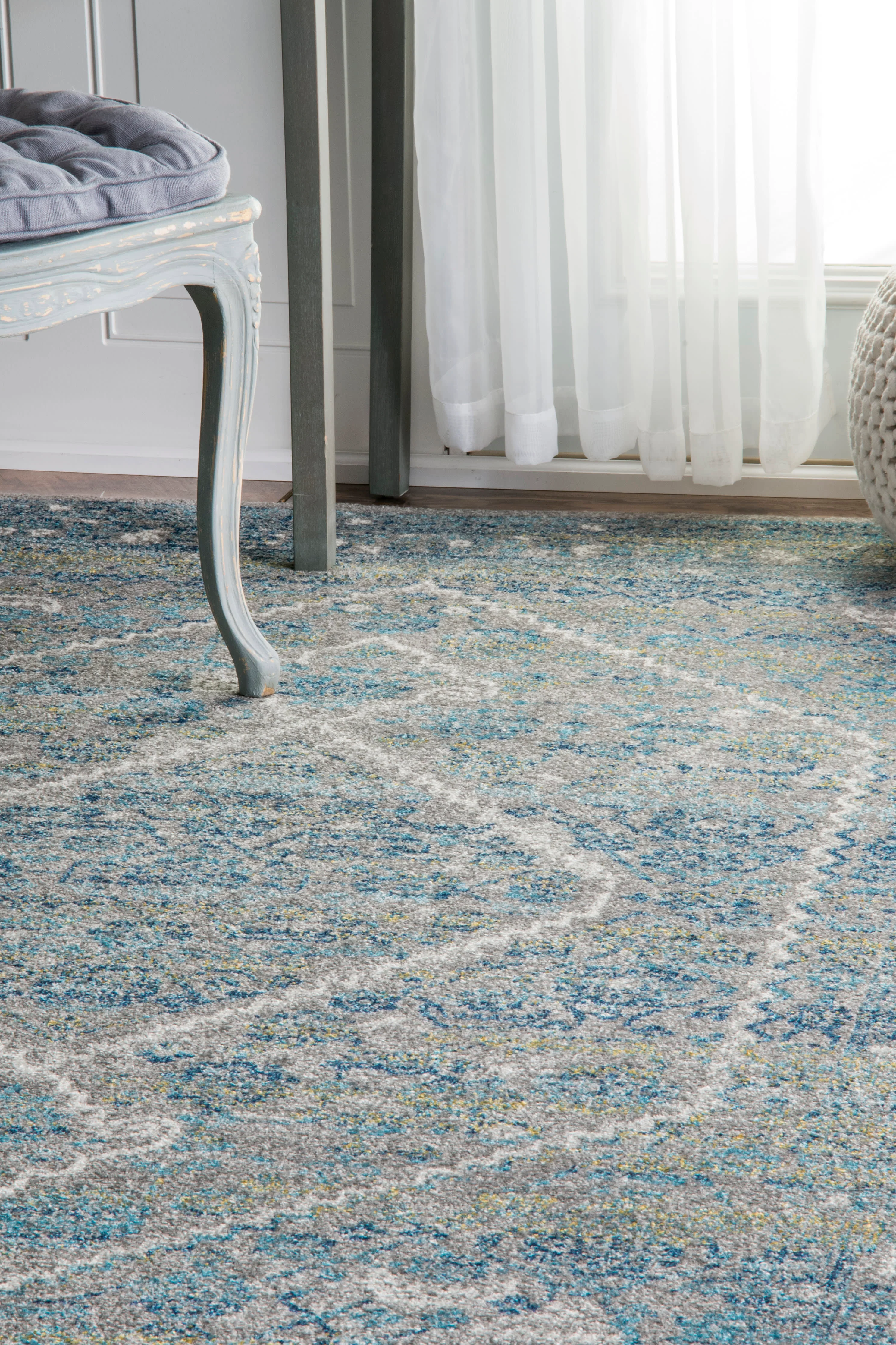 Bridget Diamond Medallion Rug | Blue - Image 2