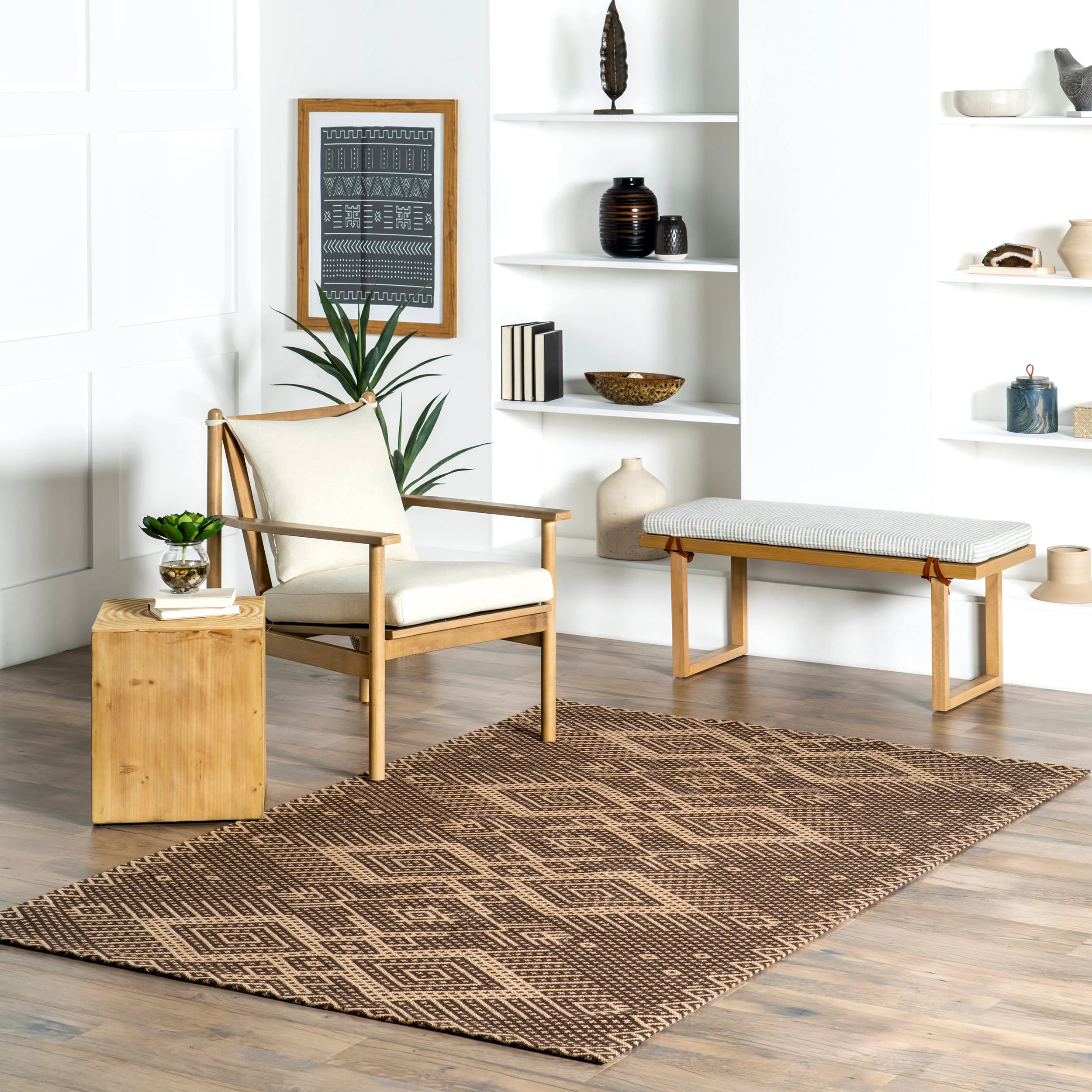 Brielle Jute-Blend Diamond Rug | Natural - Image 2