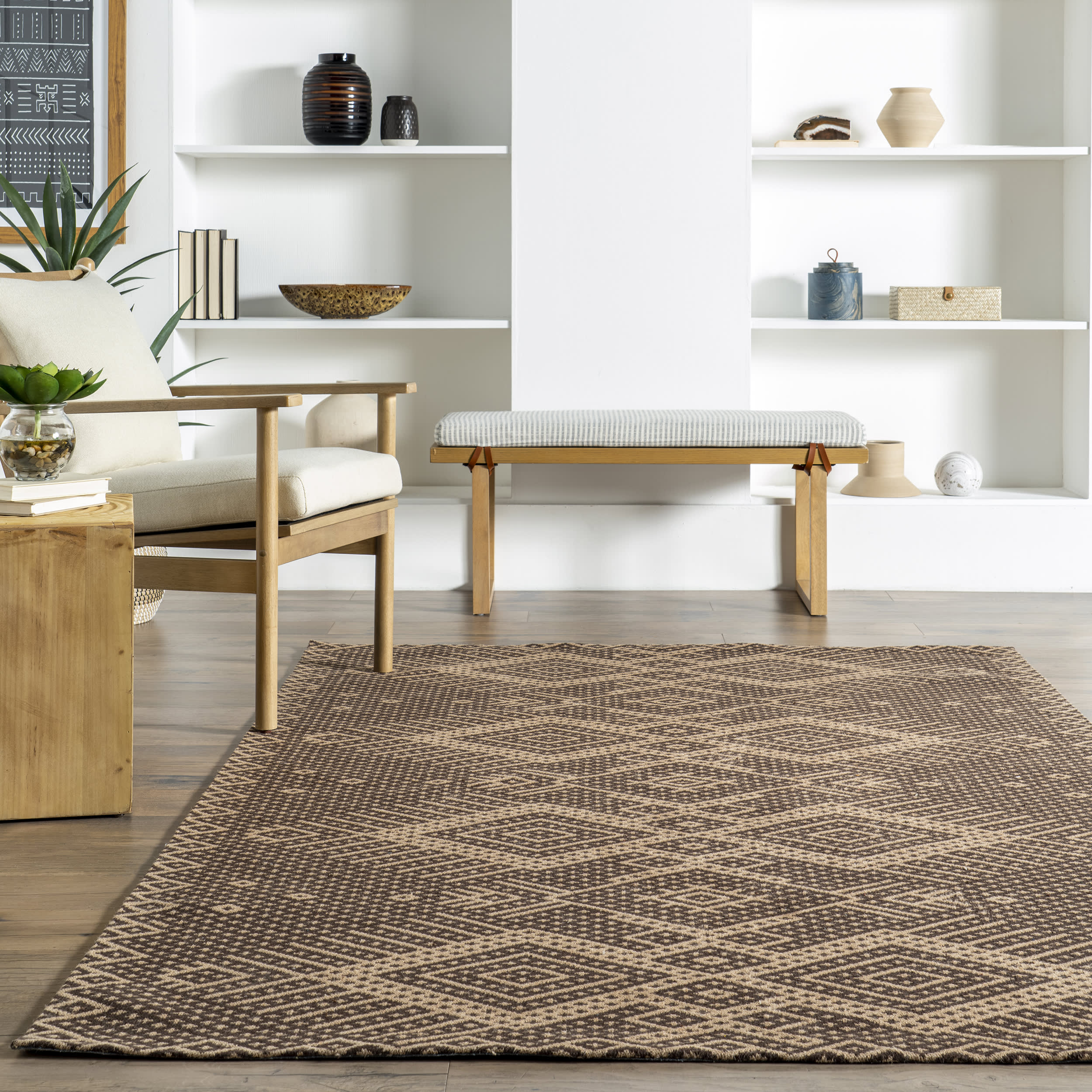 Brielle Jute-Blend Diamond Rug | Natural - Image 4