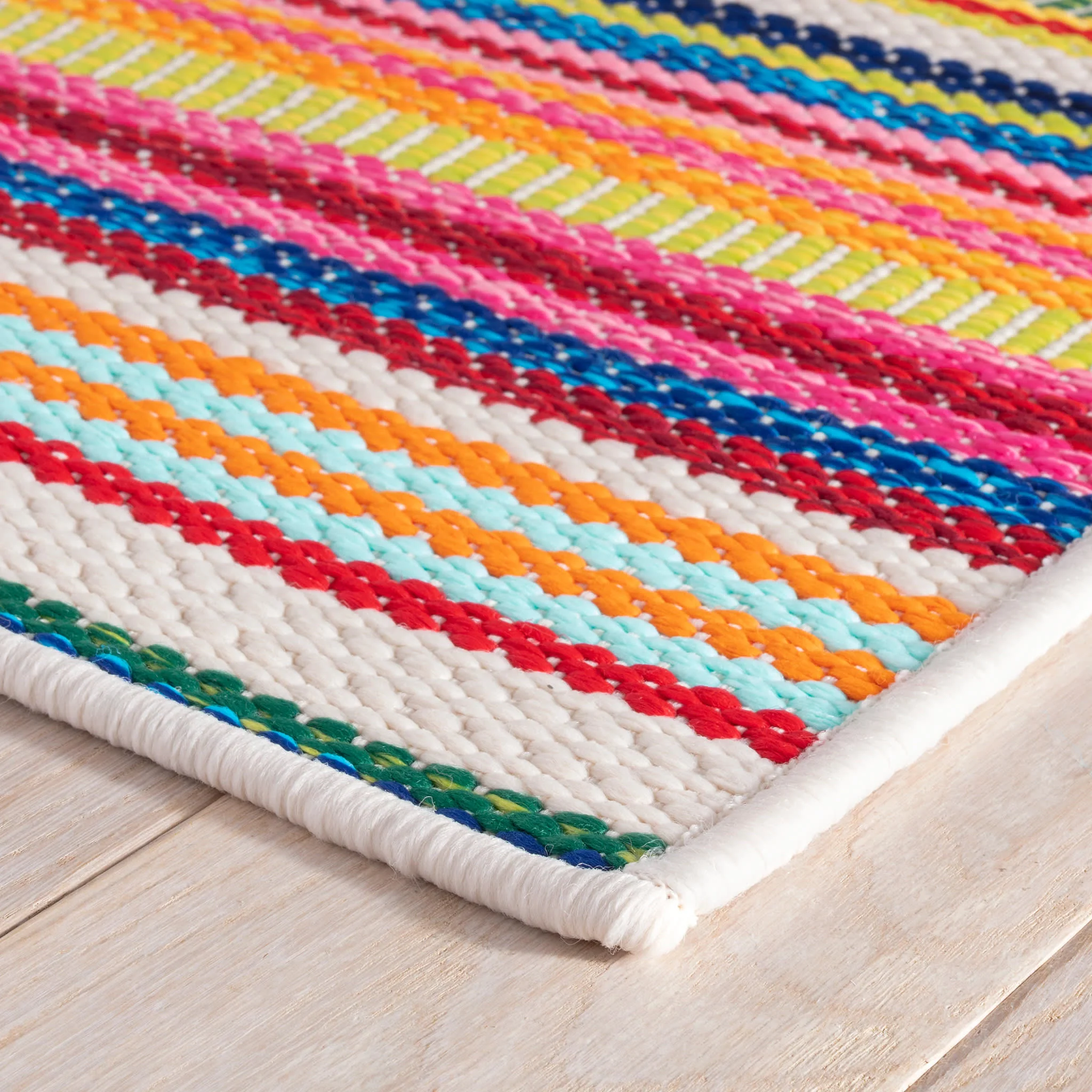 Bright Stripe Handwoven Indoor/Outdoor Custom Rug | Multi - Image 5