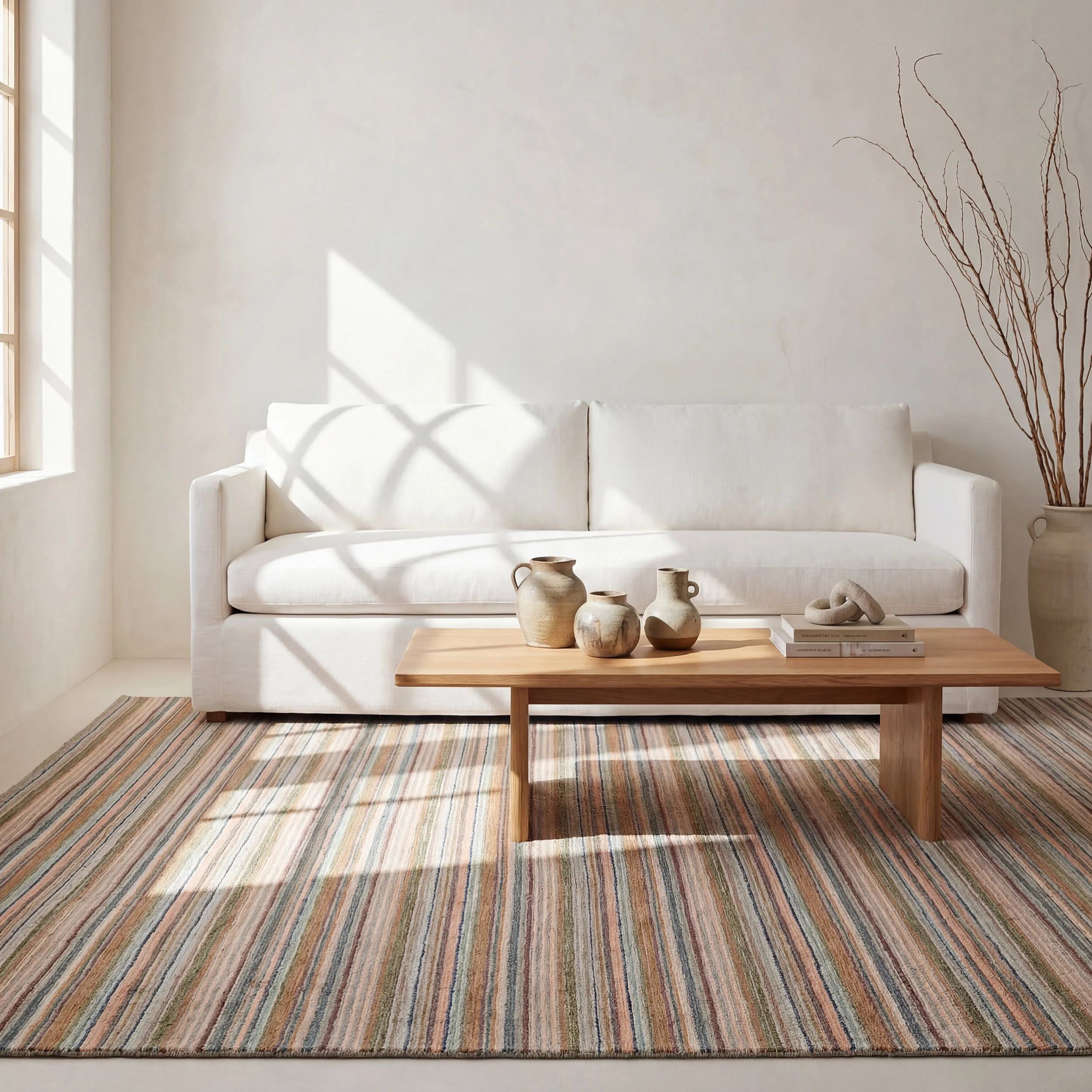 Brindle Stripe Hand Loom Knotted Wool Rug | Clay - Image 4