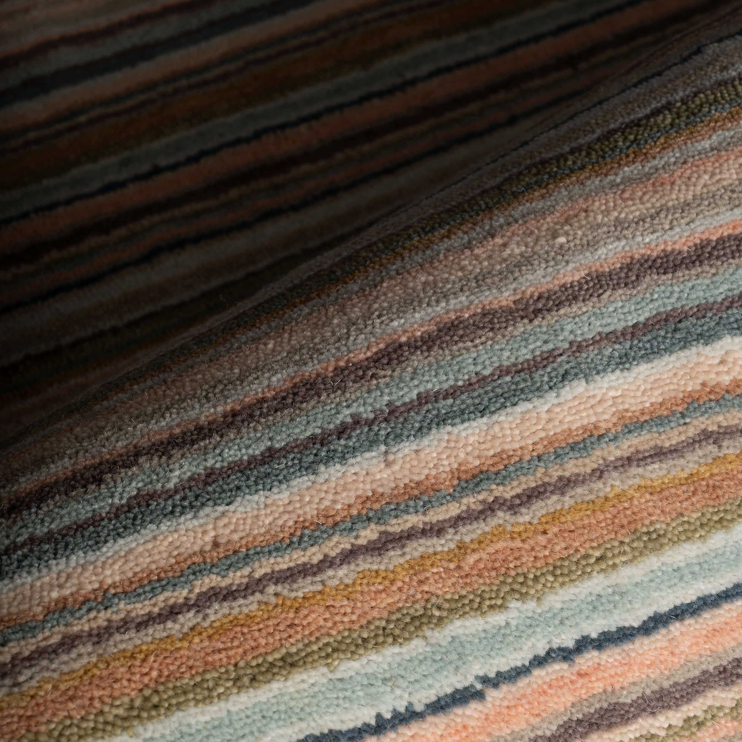 Brindle Stripe Hand Loom Knotted Wool Rug | Clay - Image 6