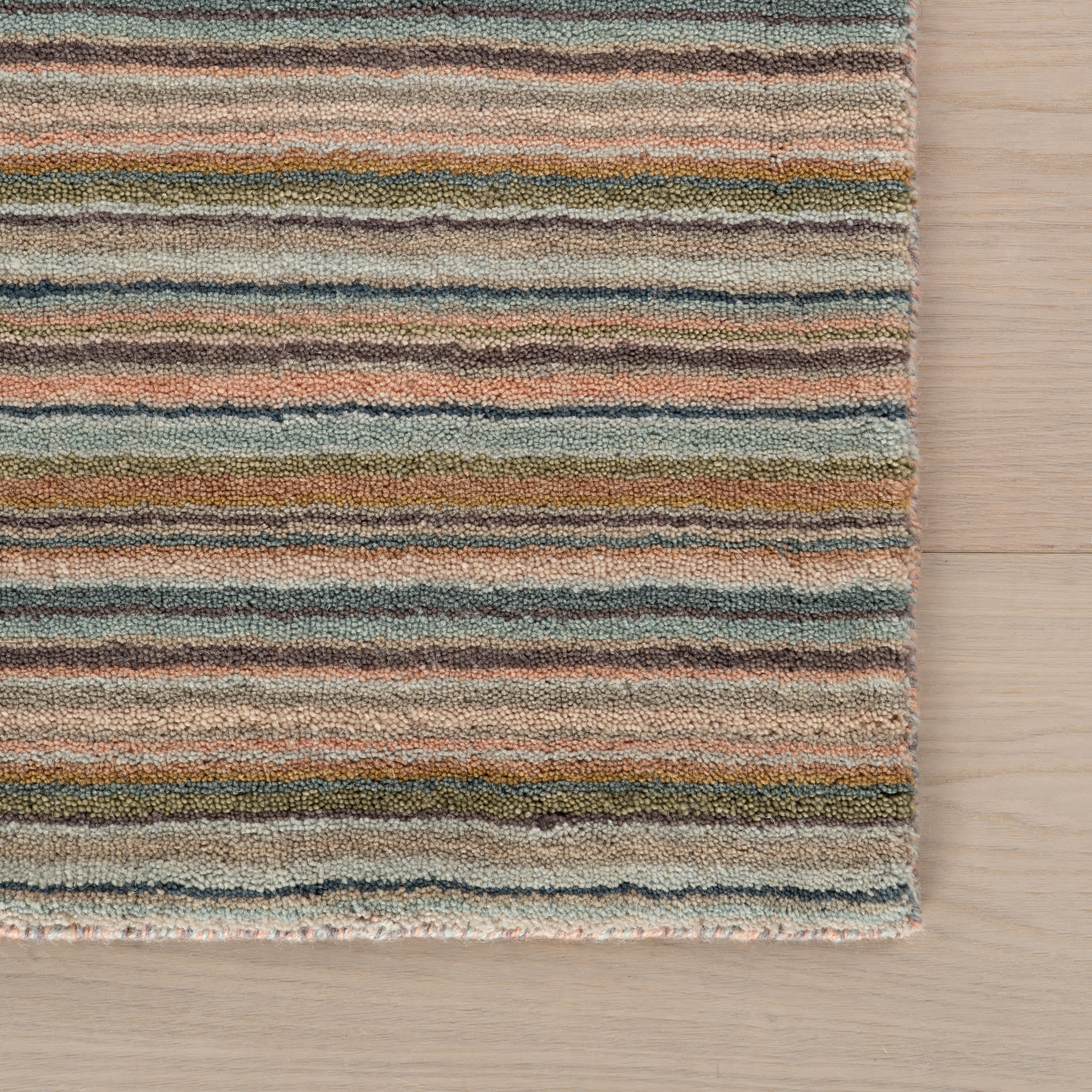 Brindle Stripe Hand Loom Knotted Wool Rug | Clay - Image 8
