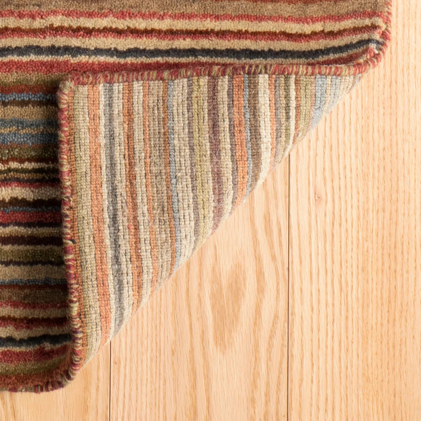 Brindle Stripe Hand Loom Knotted Wool Rug | Spice - Image 4