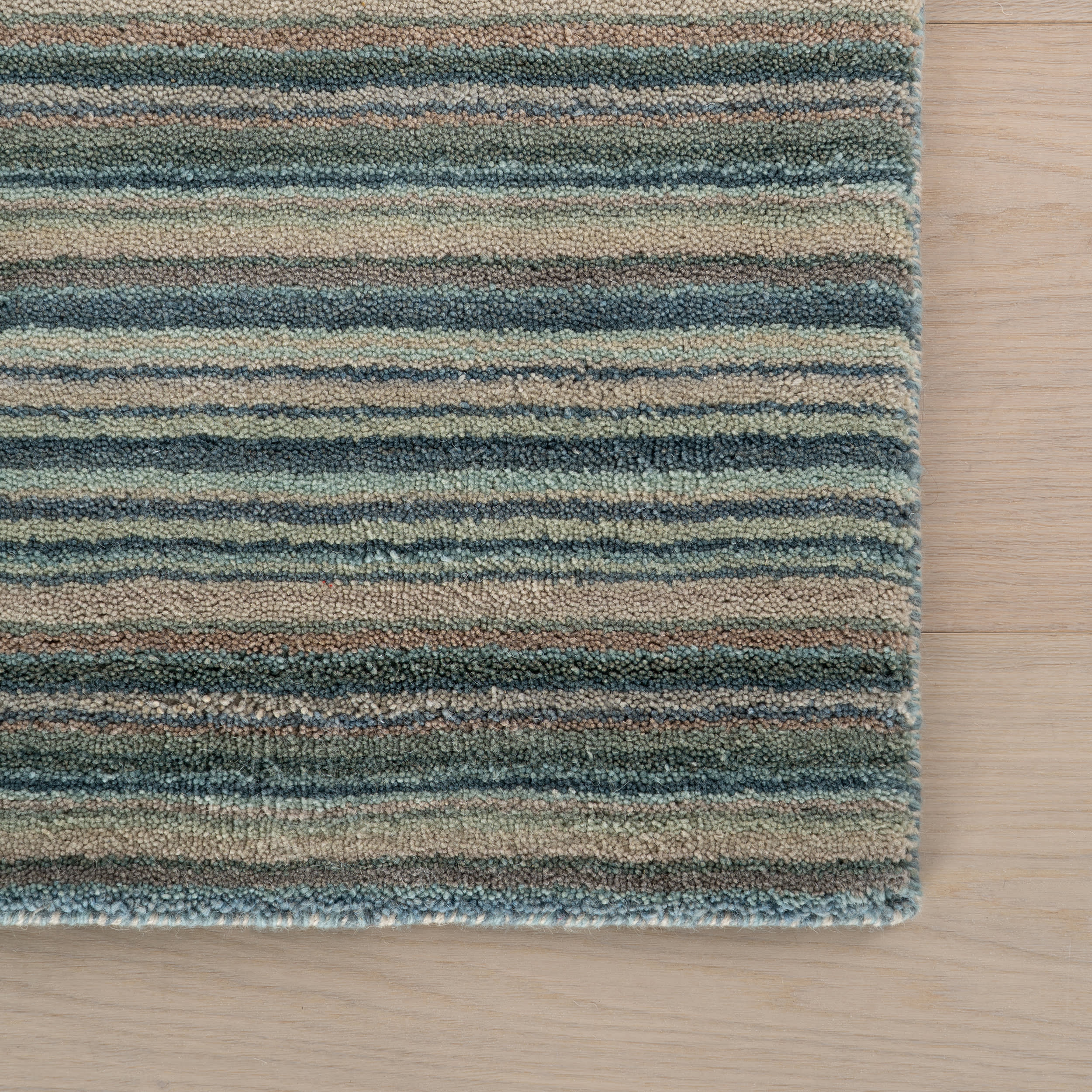 Brindle Stripe Hand Loom Knotted Wool Rug | Blue - Image 8