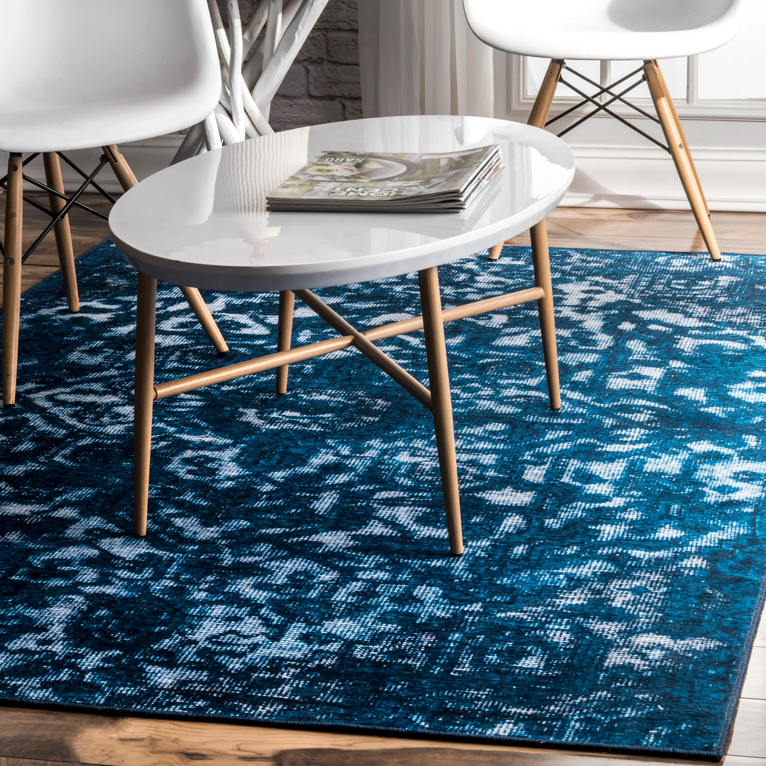 Broad Printed Medallion Rug | Teal - Image 2