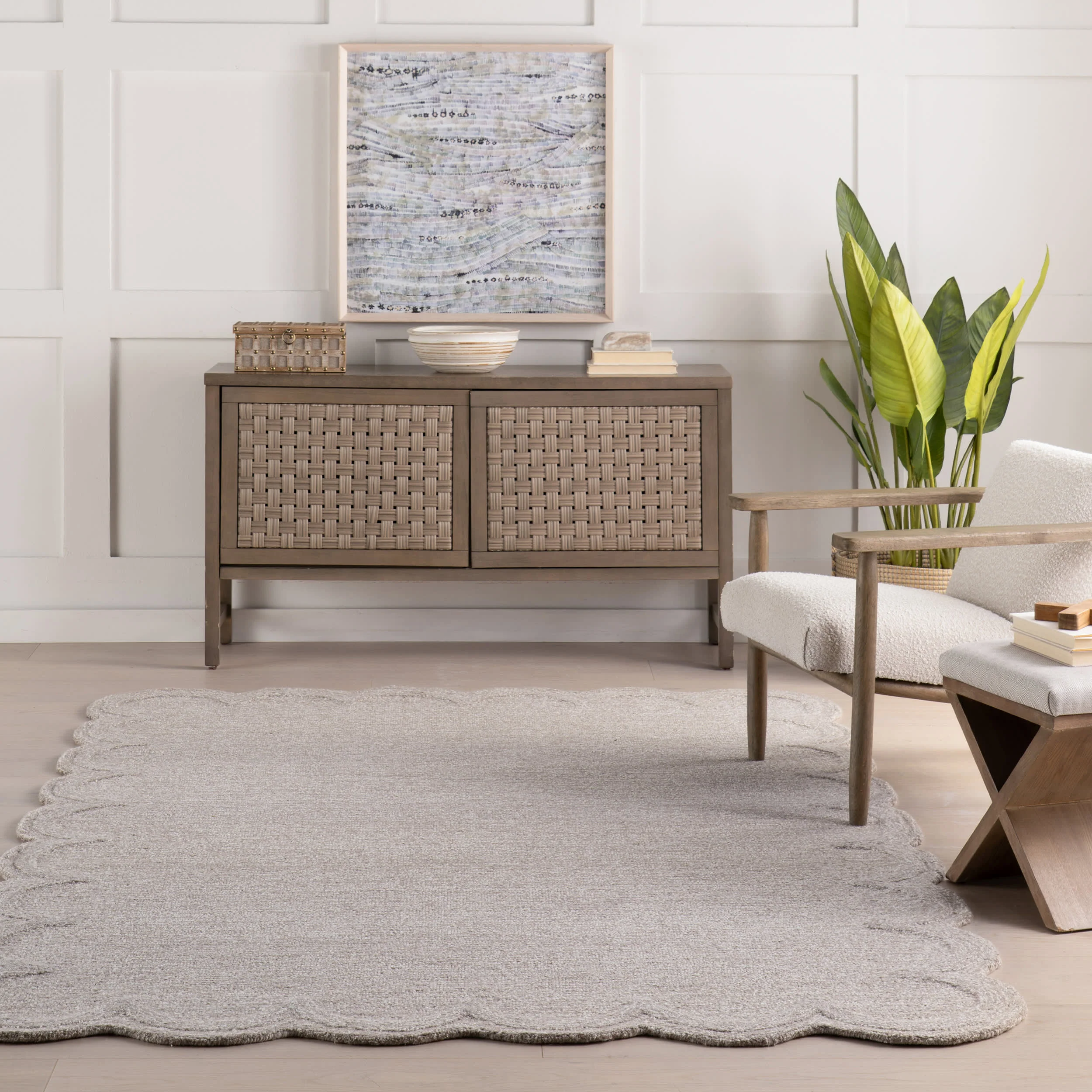 Broaun Solid Bordered Rug | Mauve - Image 5