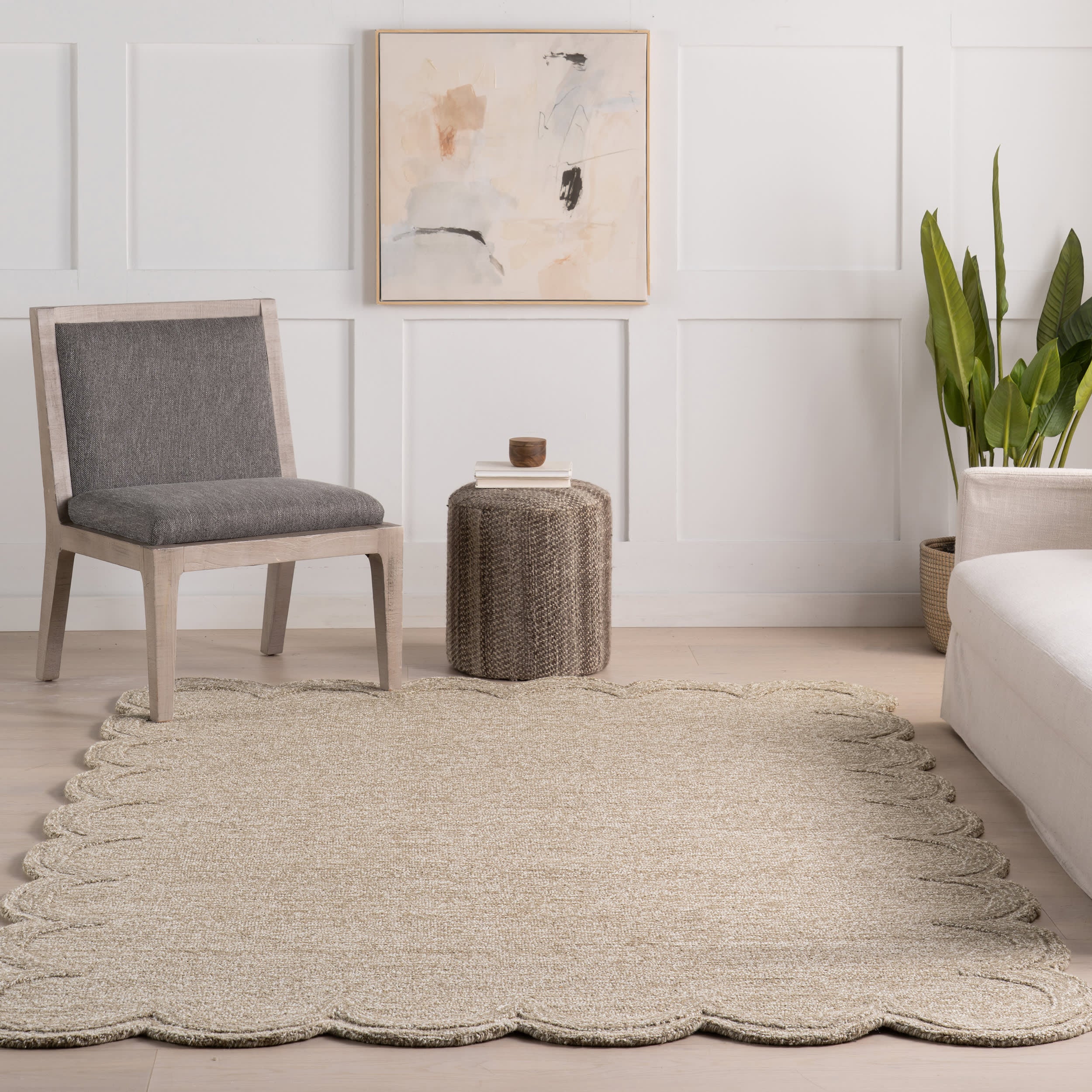Broaun Solid Bordered Rug | Oatmeal - Image 5
