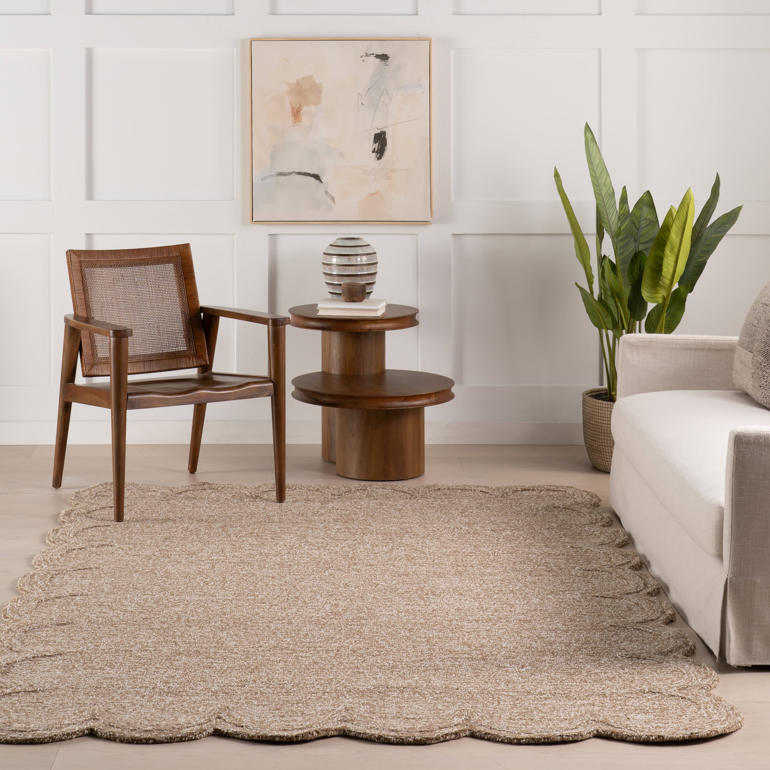 Broaun Solid Bordered Rug | Tan - Image 5