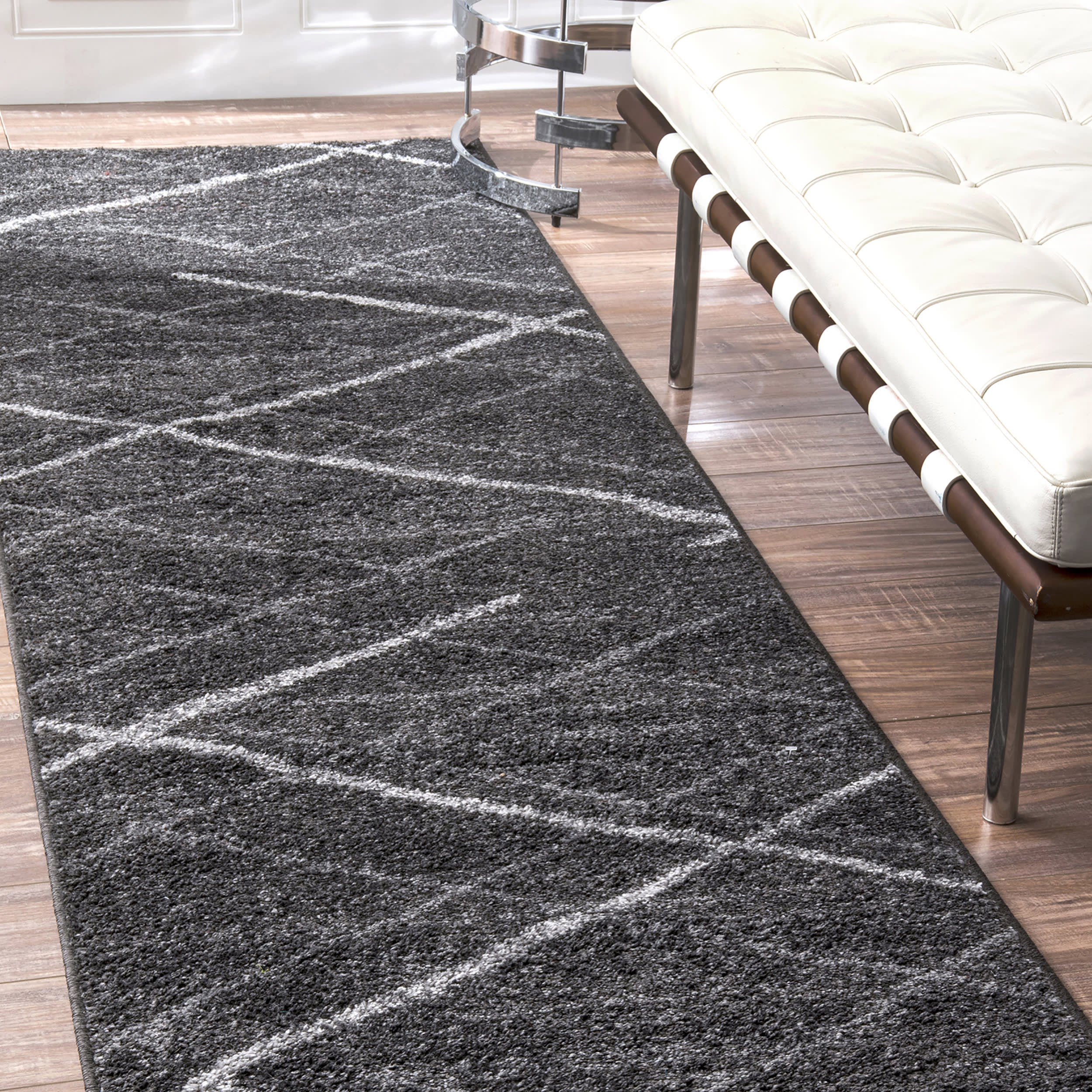 Broken Lattice Rug | Charcoal - Image 2