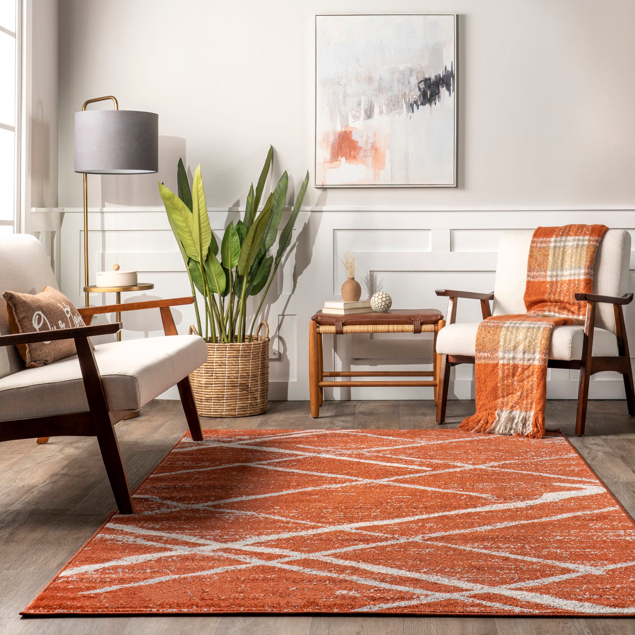 Broken Lattice Rug | Dark Orange - Image 4