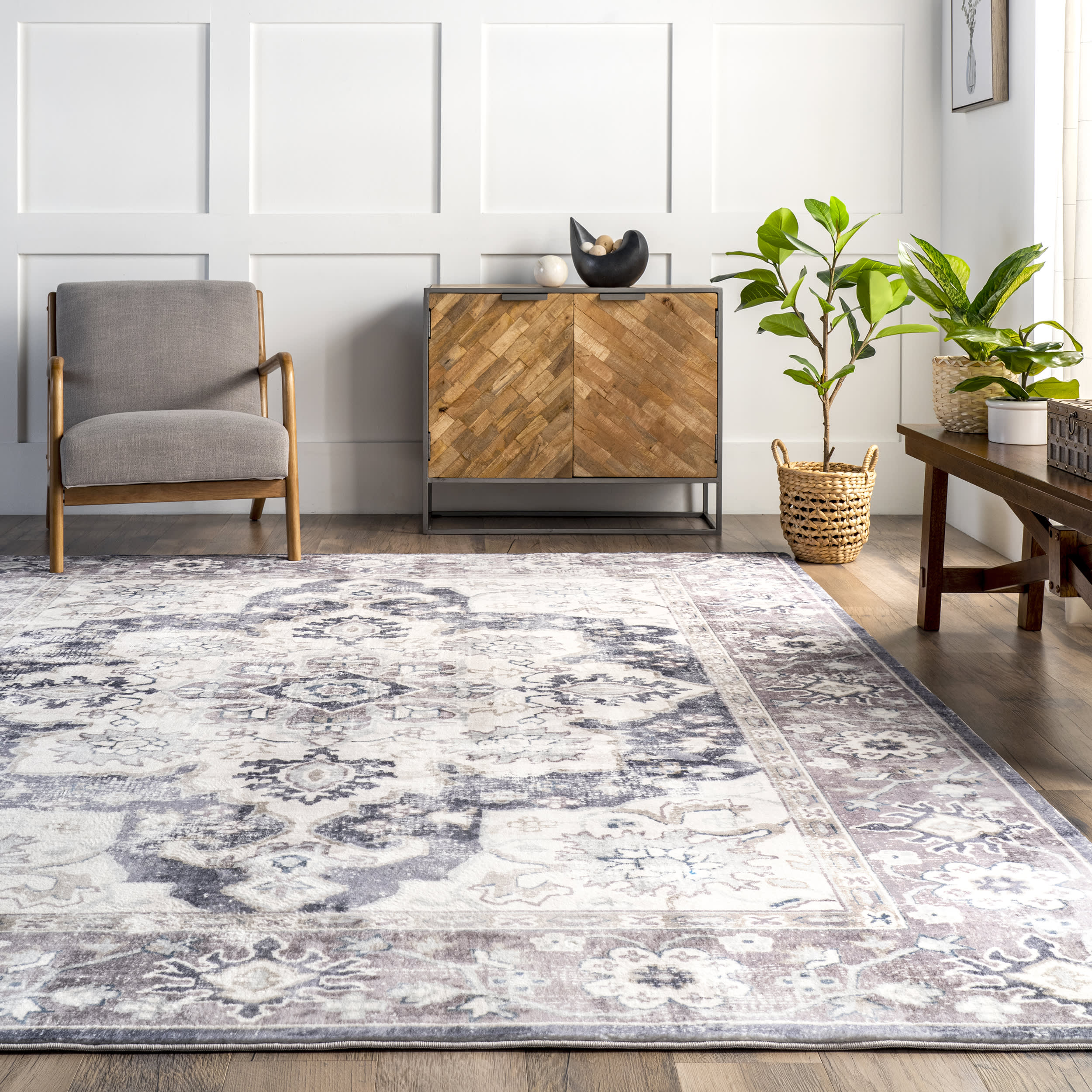 Brooklyn Vintage Medallion Rug | Grey - Image 4