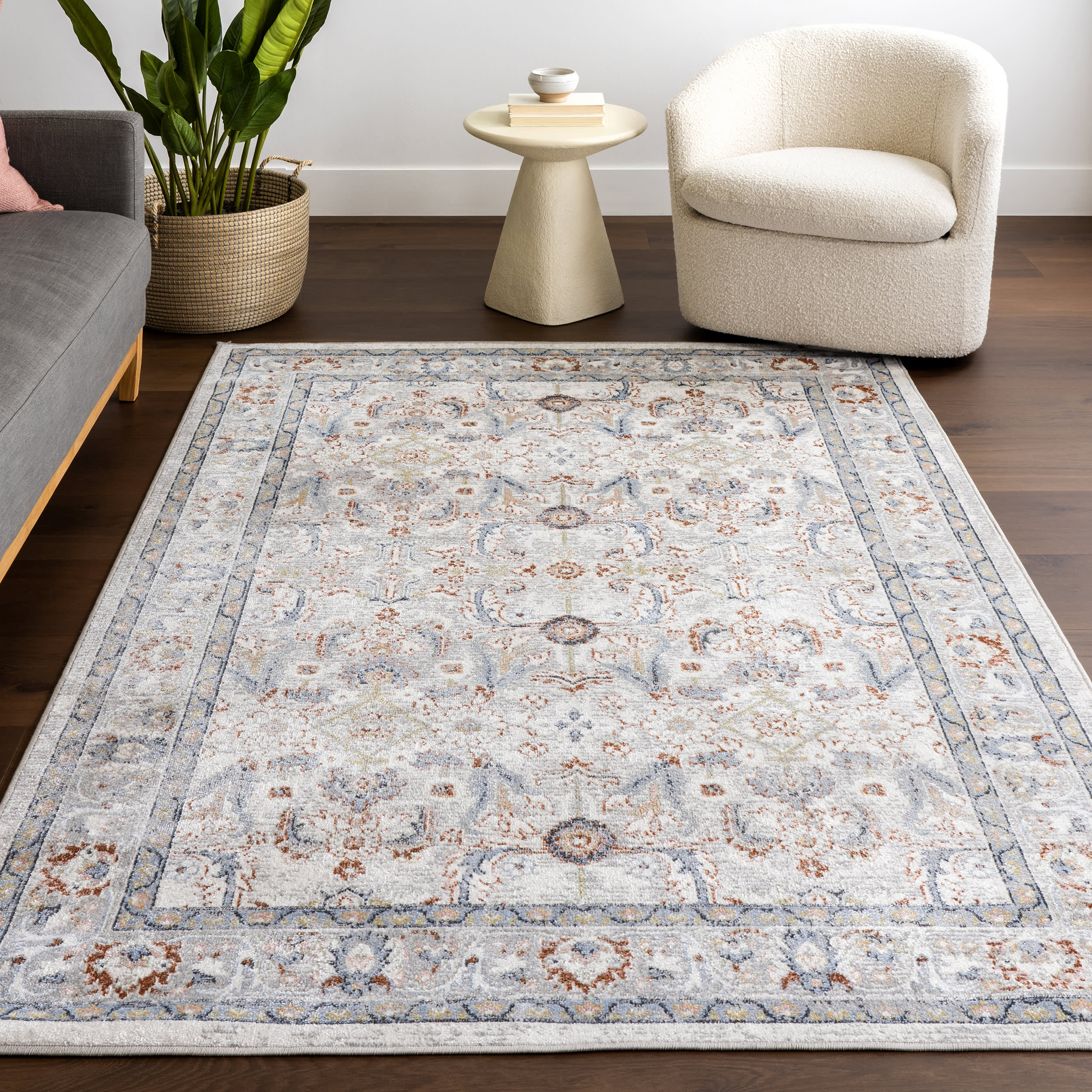 Brooklynn Floral Medallion Washable Rug | Rust - Image 5