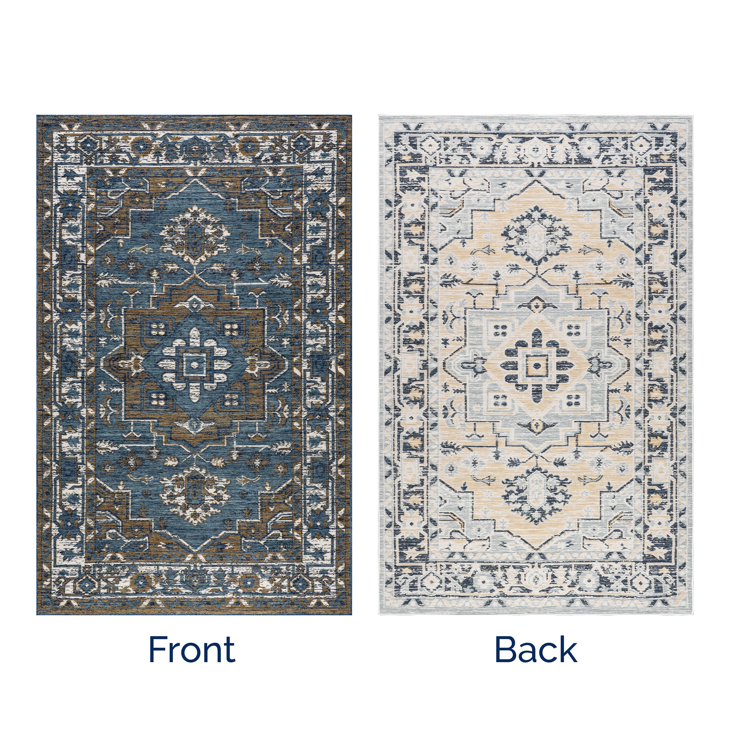 Brynlee Medallion Reversible Indoor/Outdoor Rug | Cream & Blue - Image 12