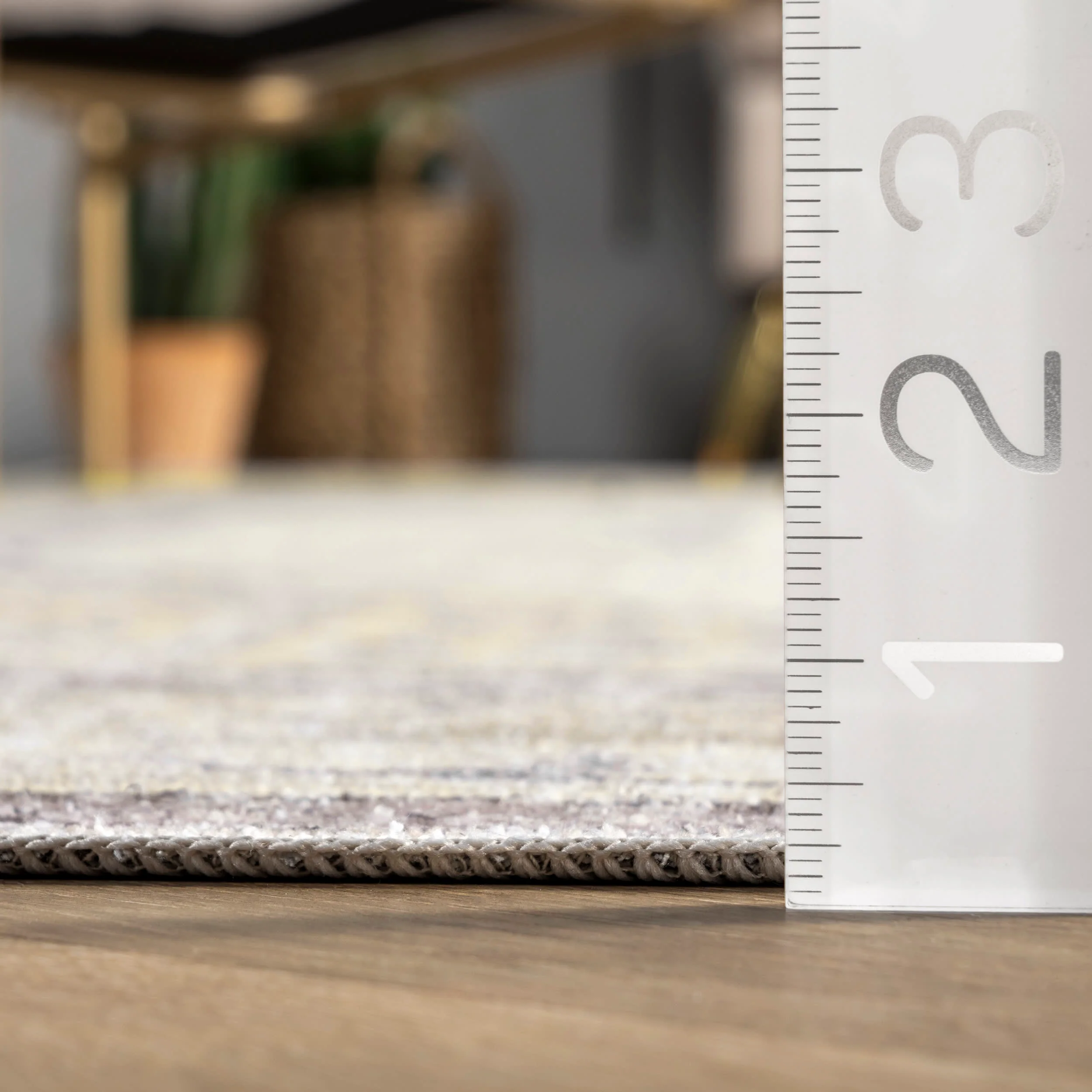 Burr Medallion Washable Rug | Cream - Image 5