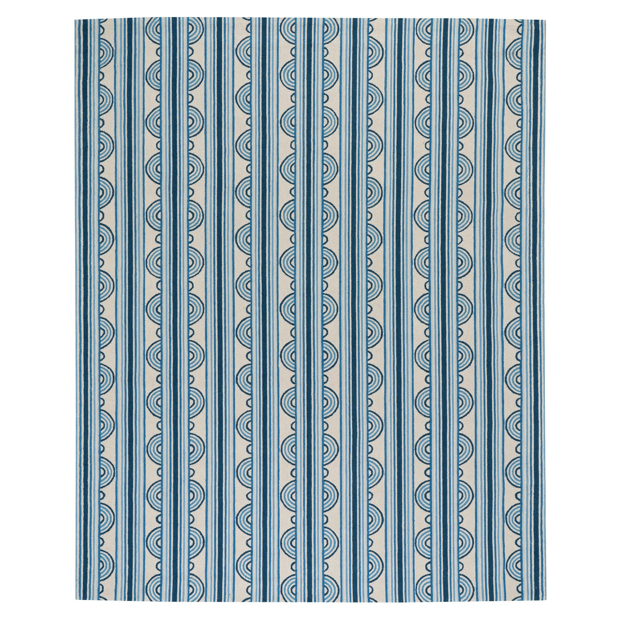 Button Hand Micro Hooked Wool Rug | Blue - Image 2