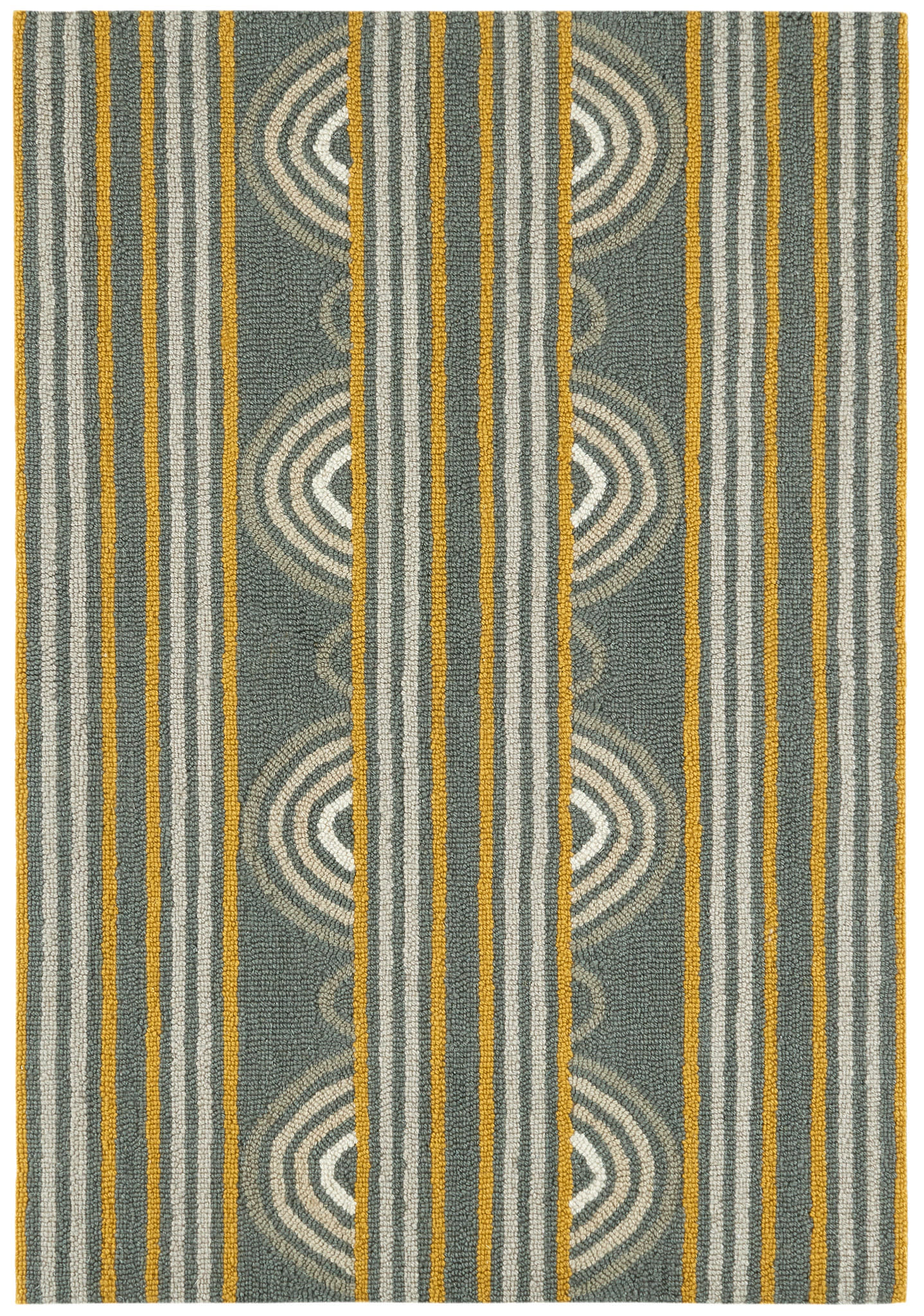 Button Hand Micro Hooked Wool Rug | Grey - Image 7