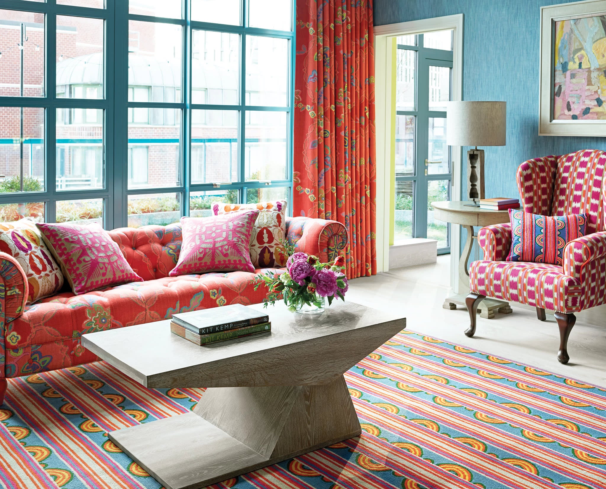 Button Hand Micro Hooked Wool Rug | Multi - Image 3